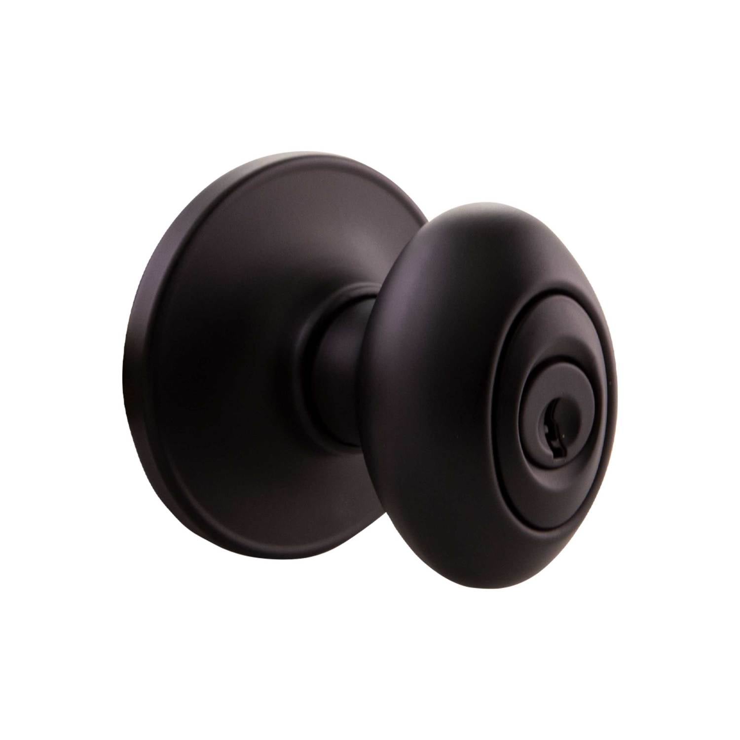 Closet and Hallway Passage Door Knob Lock Black Finish, Egg Ball Style  DL692BKPS