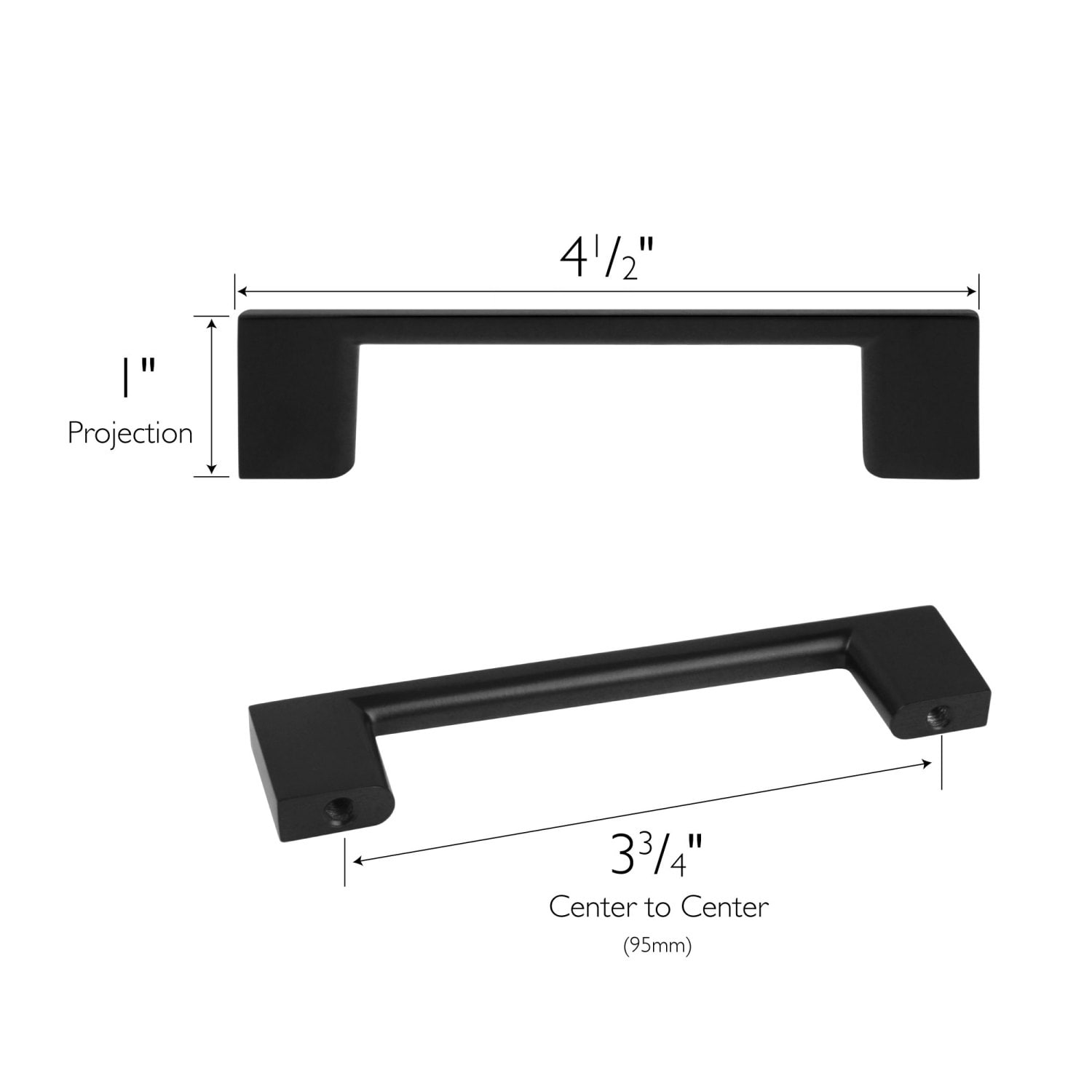 Hollow Bar Cabinet Pull 3-3/4 inch (96 mm) Matte Black, 10-Pack