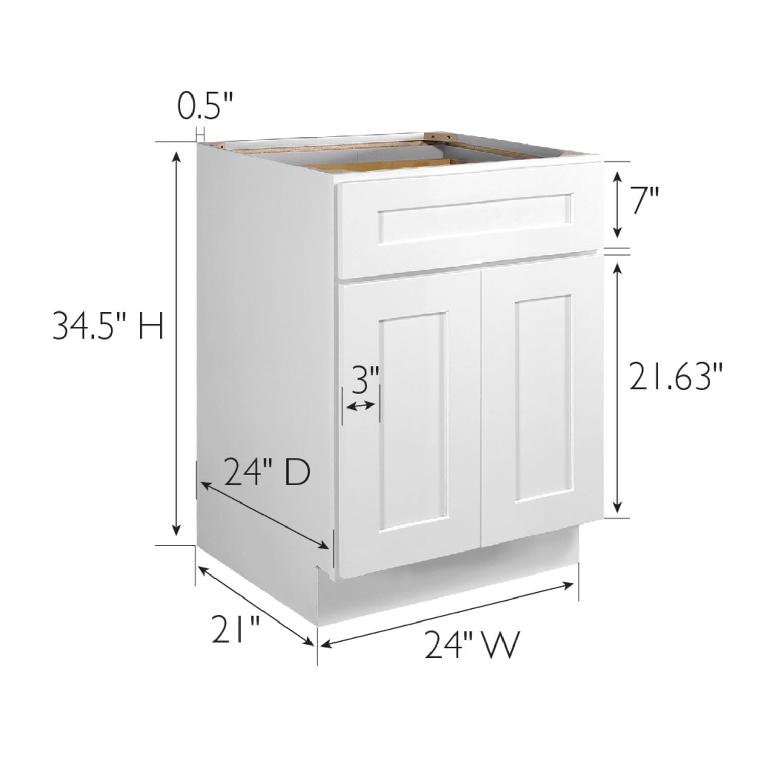 Fully Assembled Base Cabinet In White 24 Inch By 34 5 ǀ Kitchen Today S Design House