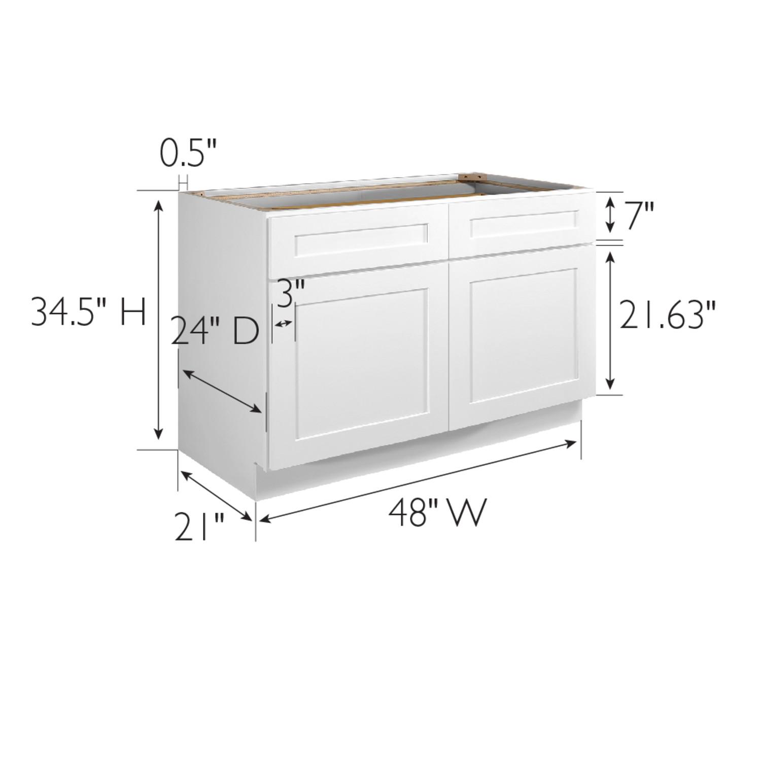 Fully Assembled Base Cabinet in White 48 Inch by 24 Inch by 34.5 Inch Kitchen Today s Design House
