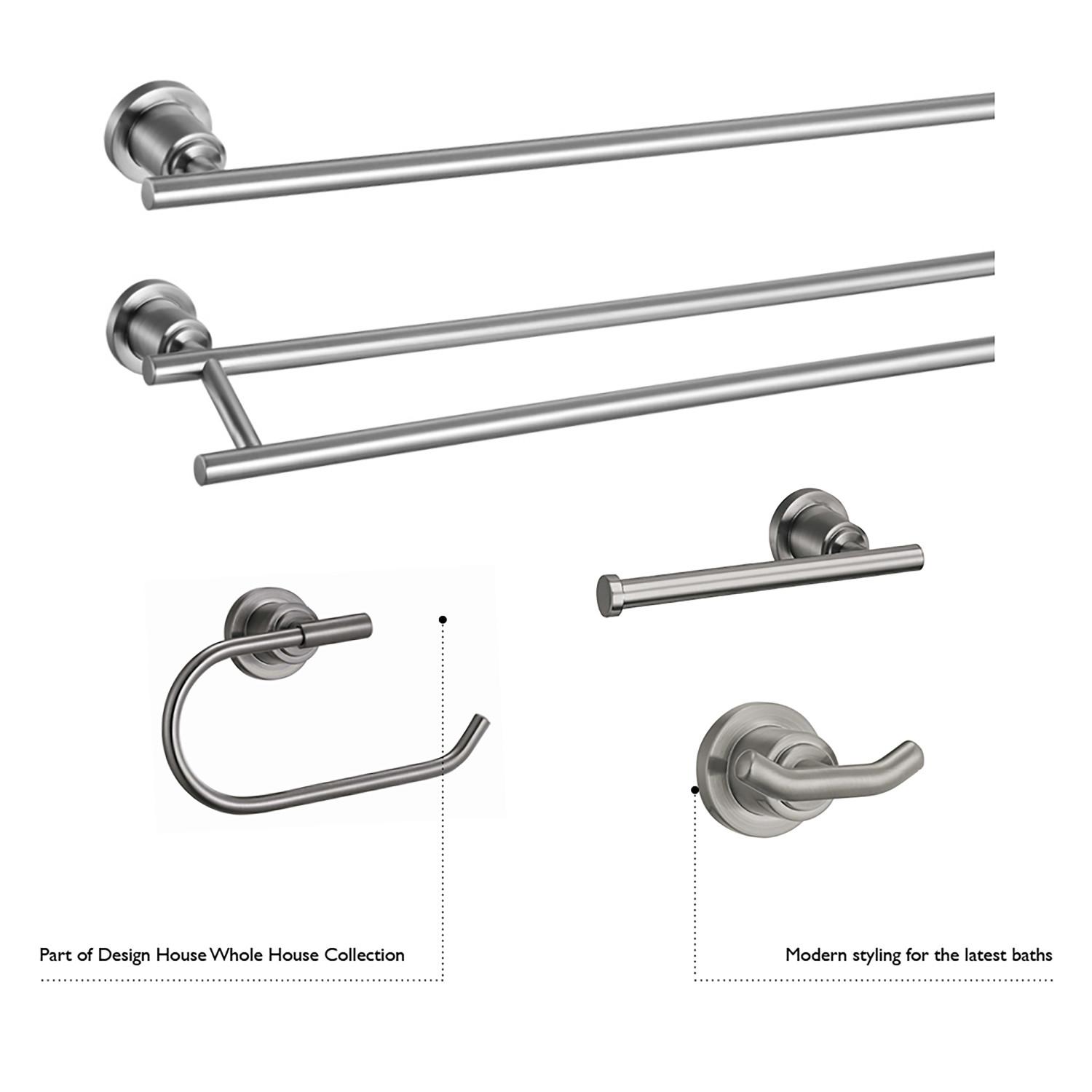 Design House 560334 Geneva Double Robe Hook - Polished Chrome