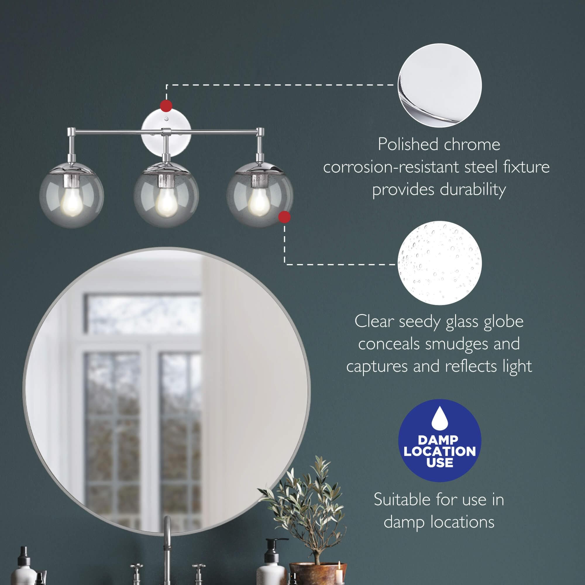 Chrome globe vanity light hotsell