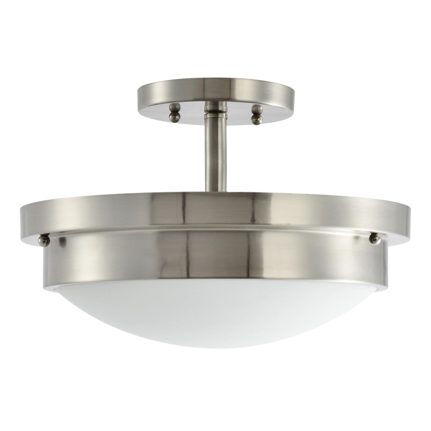 Design House Harris 2 Light Dual Mount Metal Ceiling Light in Satin Nickel 588475