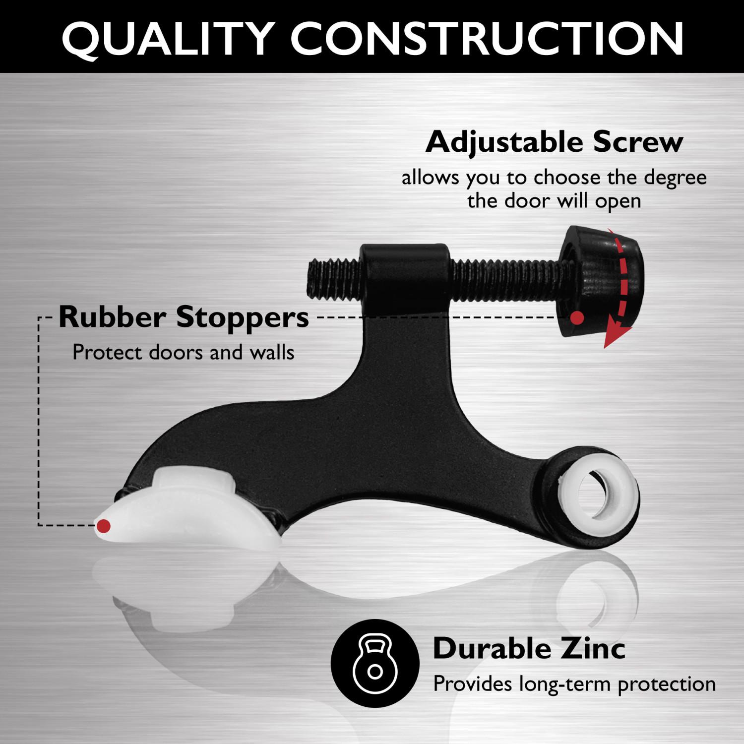 Hollow Core Hinge Pin Door Stop Matte Black 2.5 Inch 5 Pack ǀ Hardware