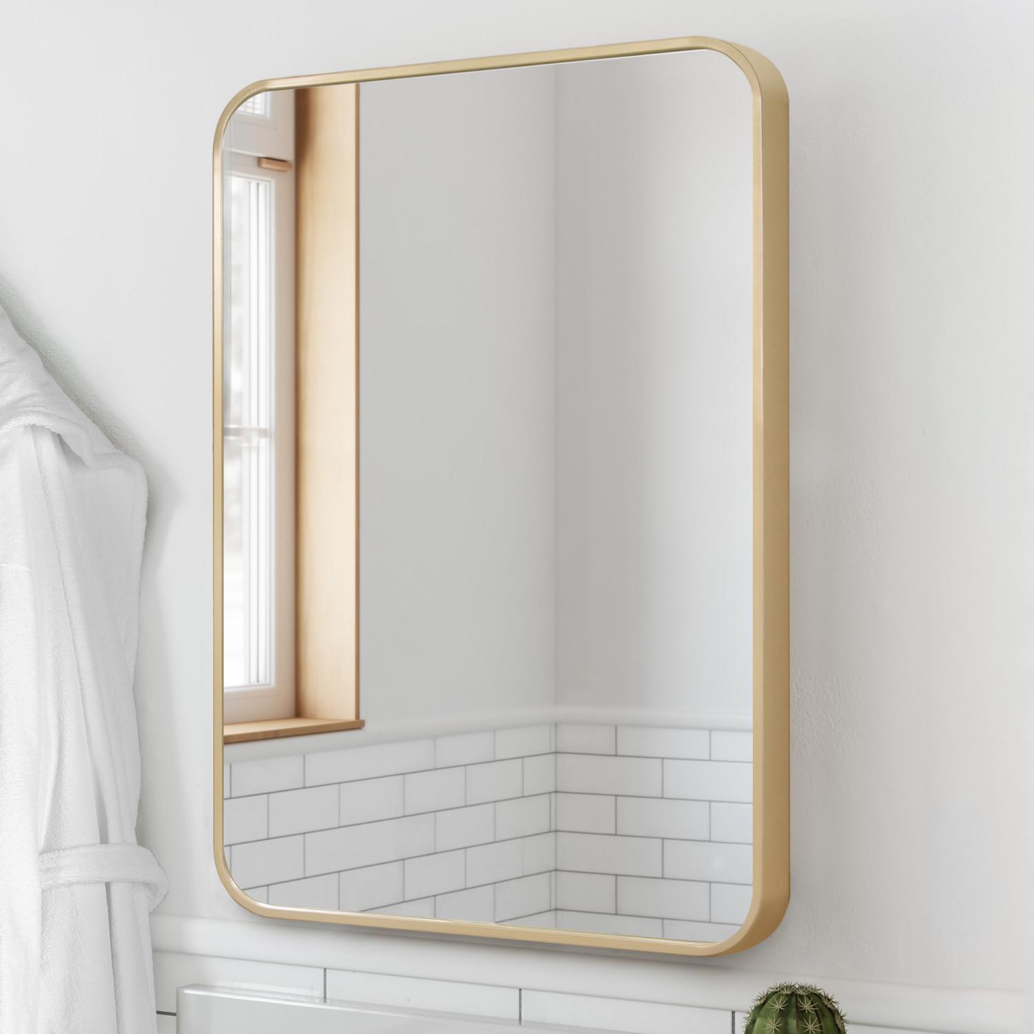 Isla Rounded 36 Inch Wall Mirror Gold ǀ Bath ǀ Today's Design House