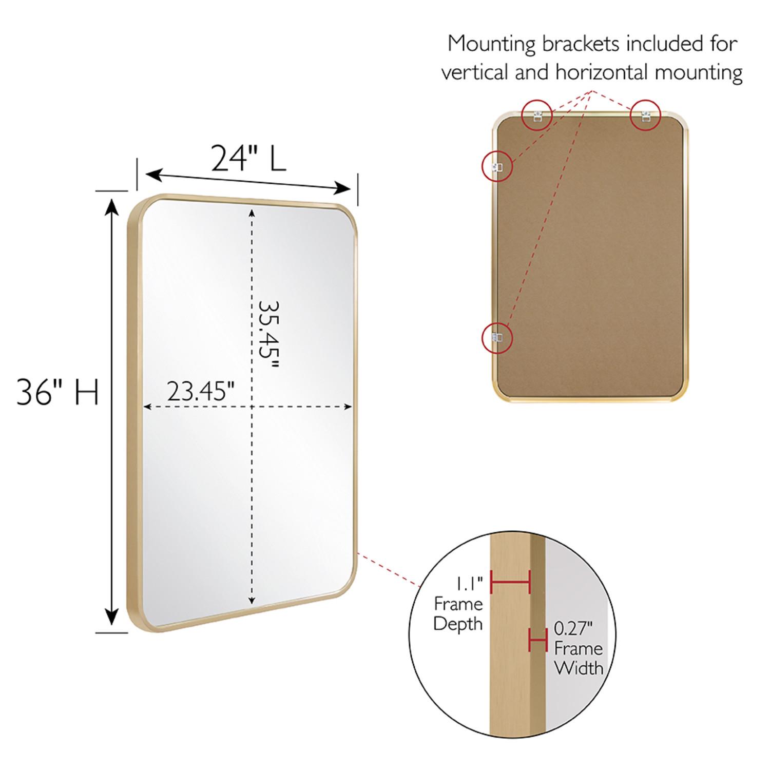 Isla Rounded 36 Inch Wall Mirror Gold ǀ Bath ǀ Today's Design House