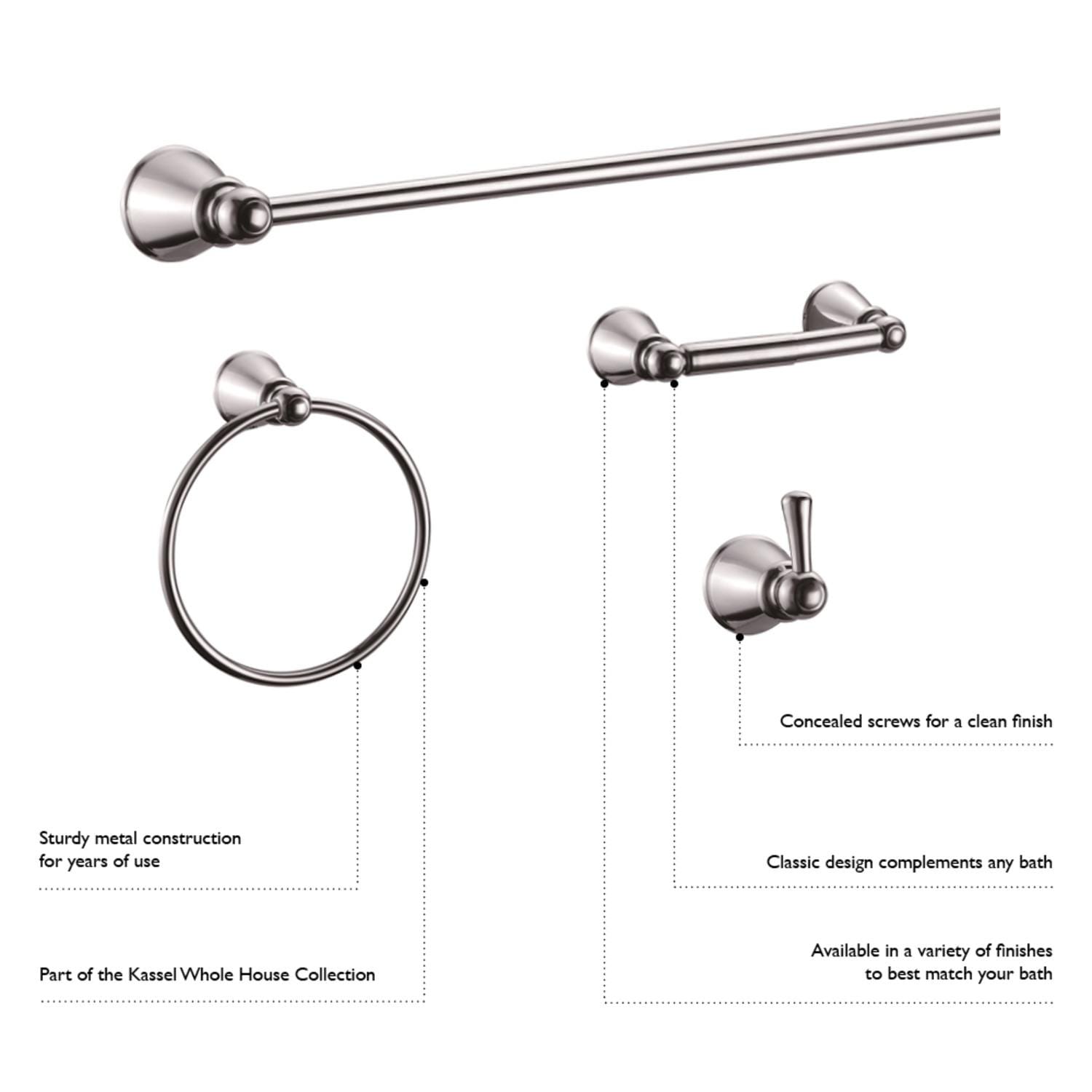 Design House 188706 Kassel 4-Piece Bathroom Accessory Kit Satin Nickel