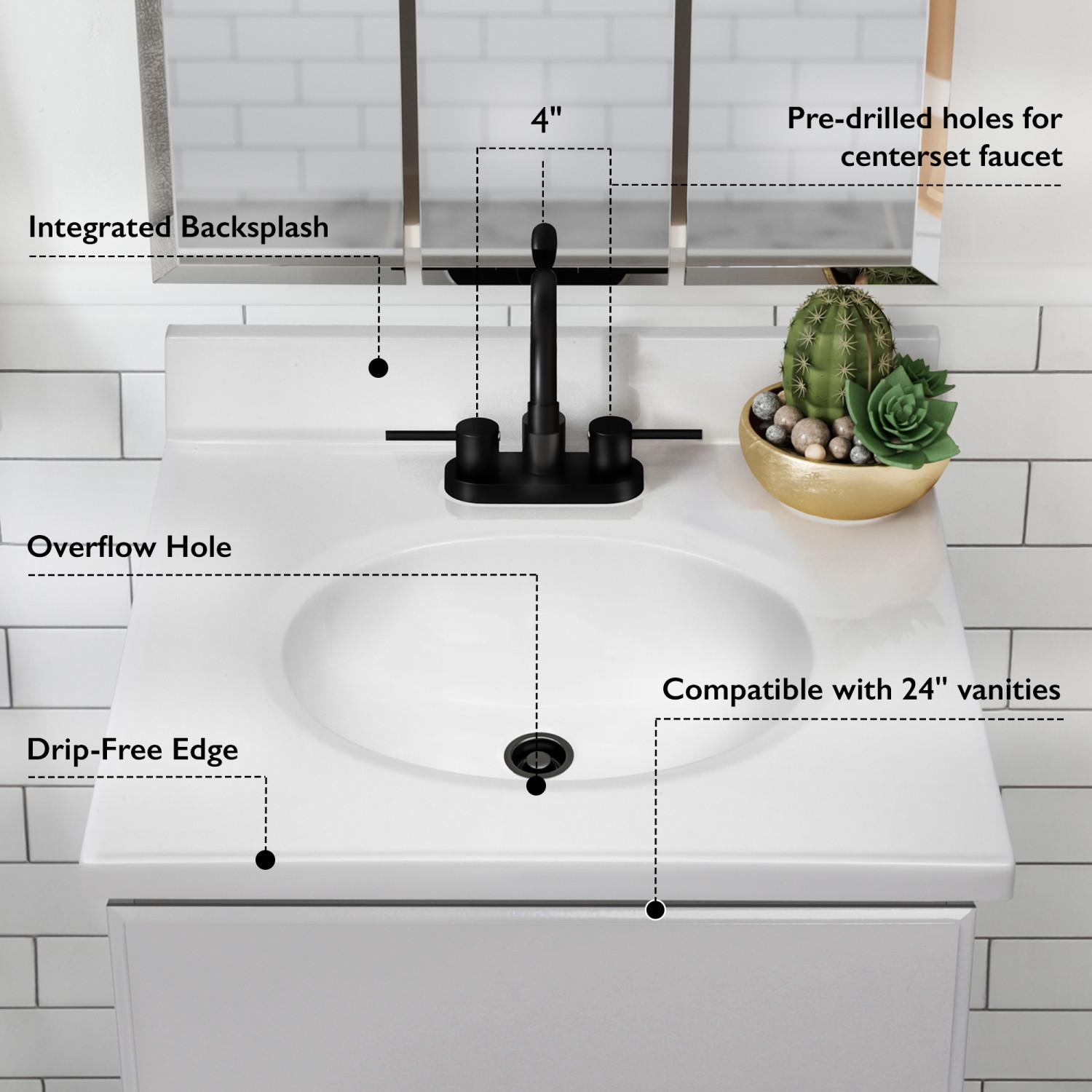 Cultured Marble Vanity Top Solid 25 Inch 19 Inch Bath Today's