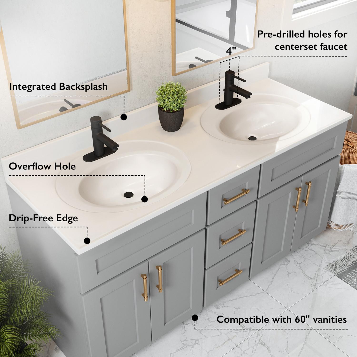 Cultured Marble Vanity Top with Double Bowl | Bath | Today's Design House