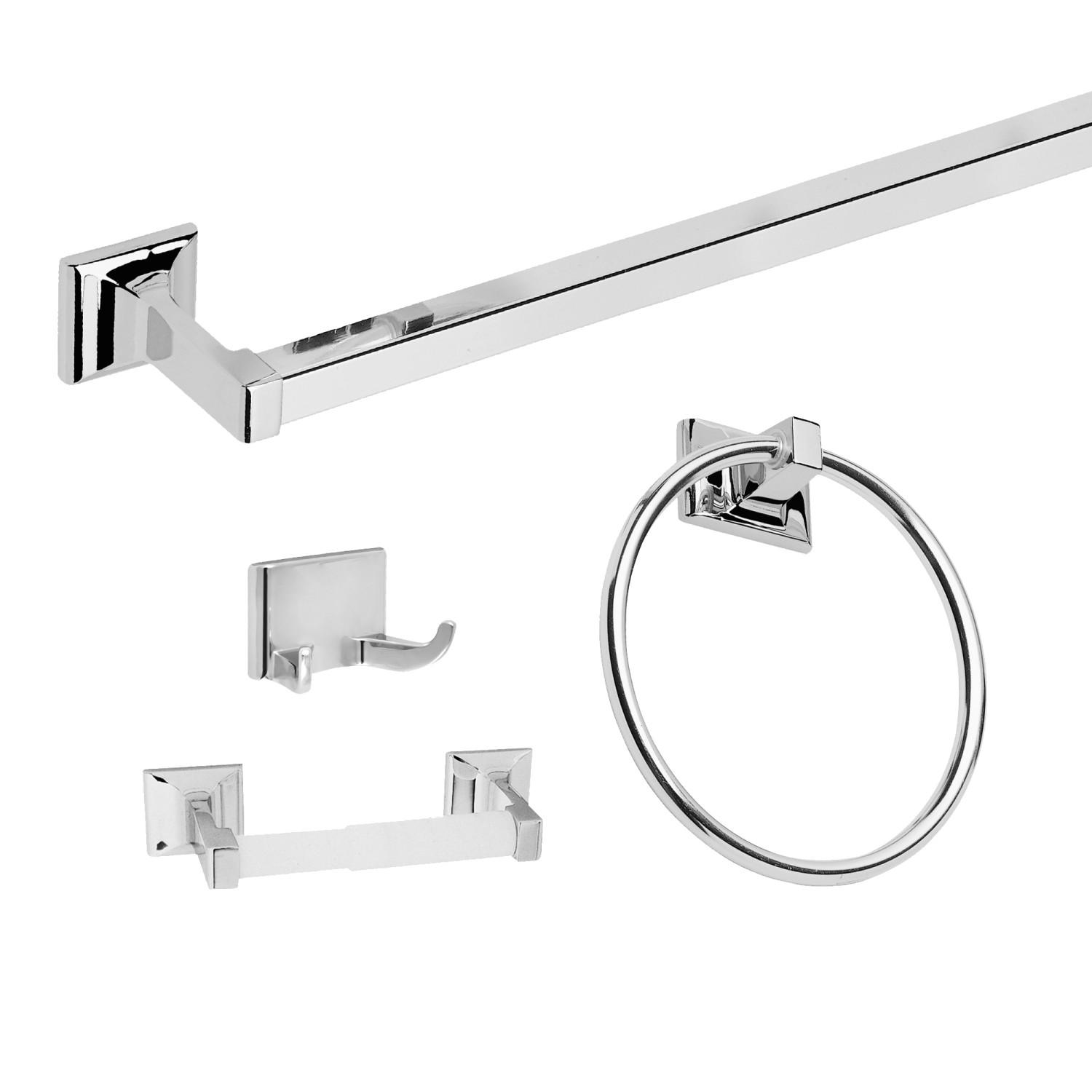 Chrome Modern Bath Accessories Towel Bar Ring Toilet Bathroom