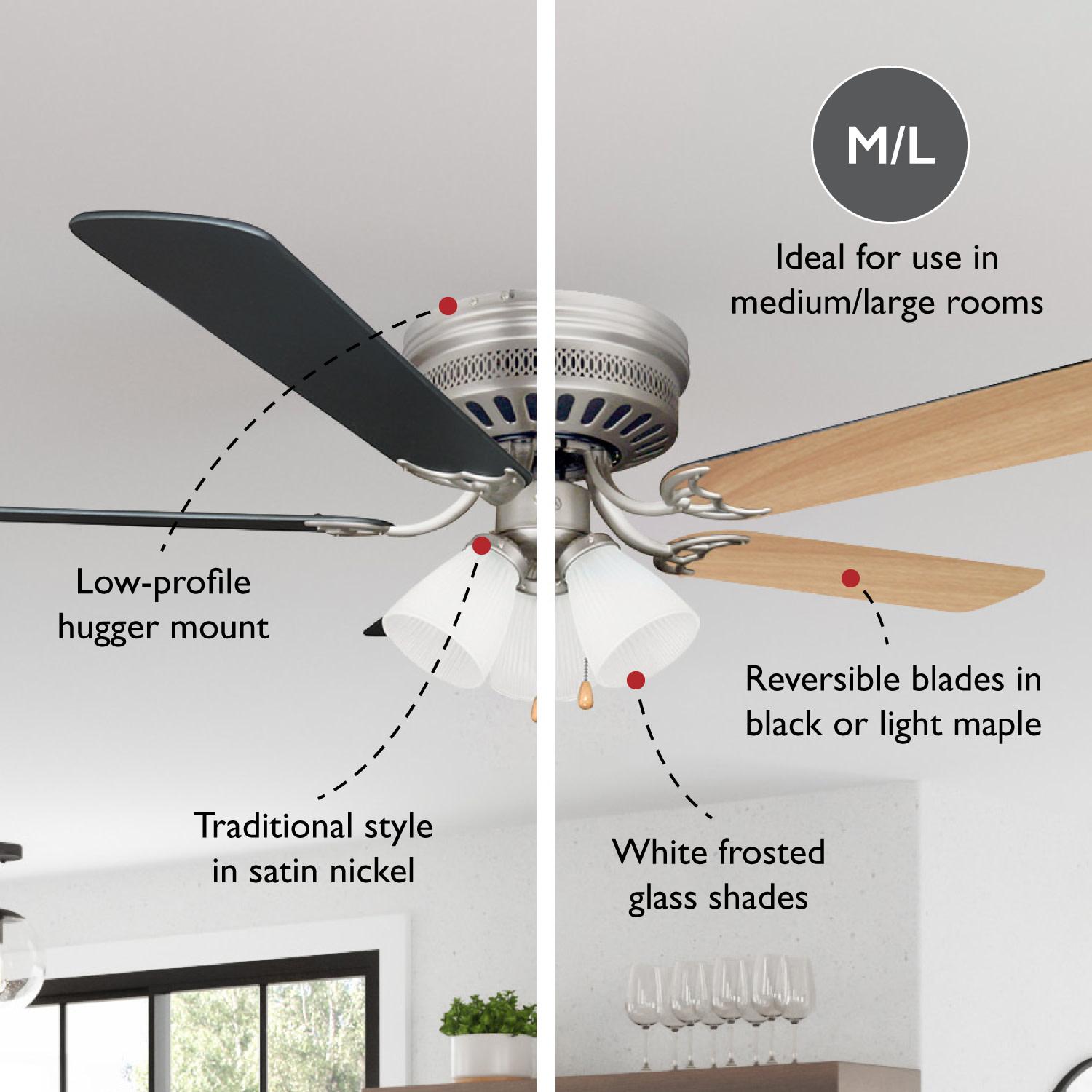 52 Inch Led Reverse Airflow Ceiling Fan