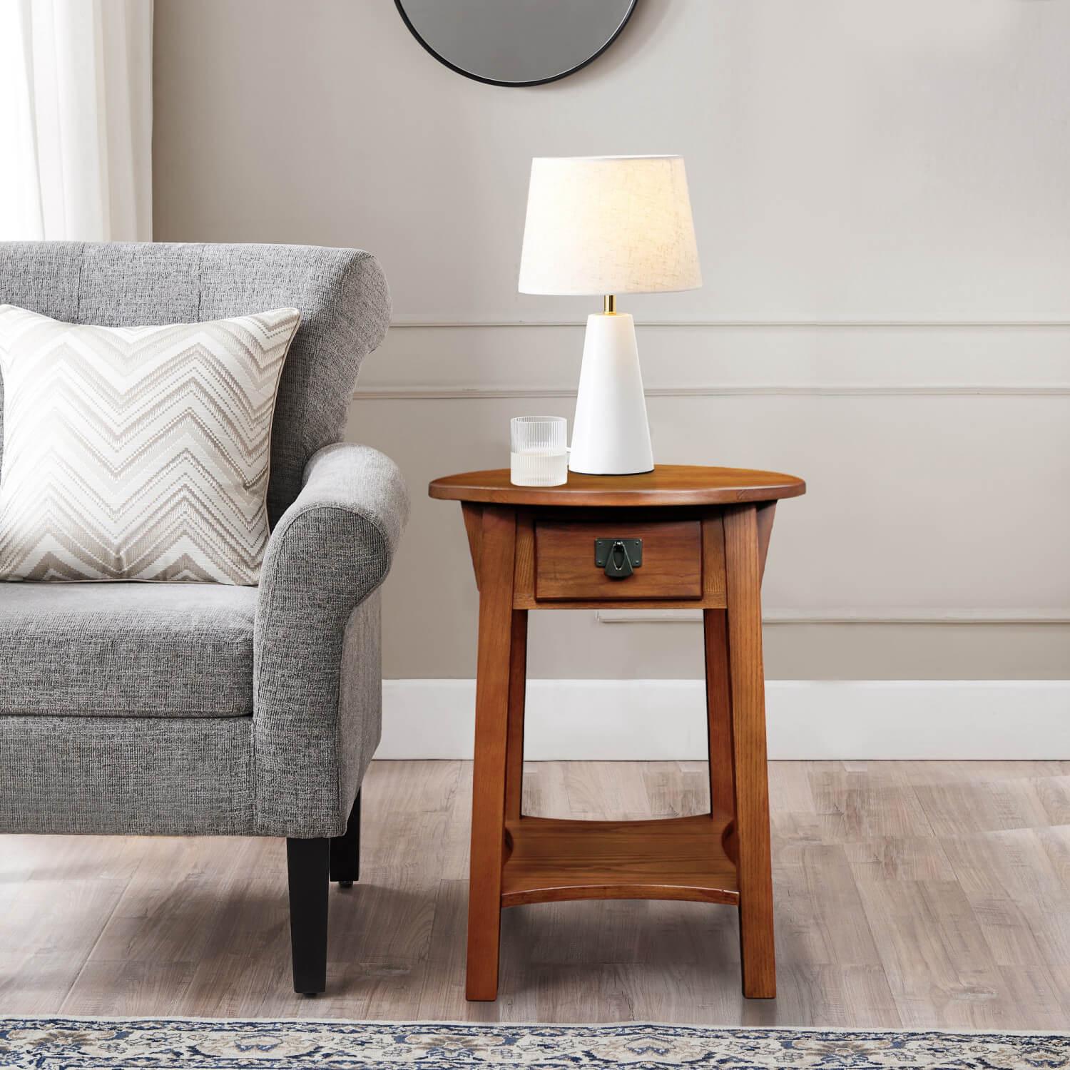 Round side table with lamp discount
