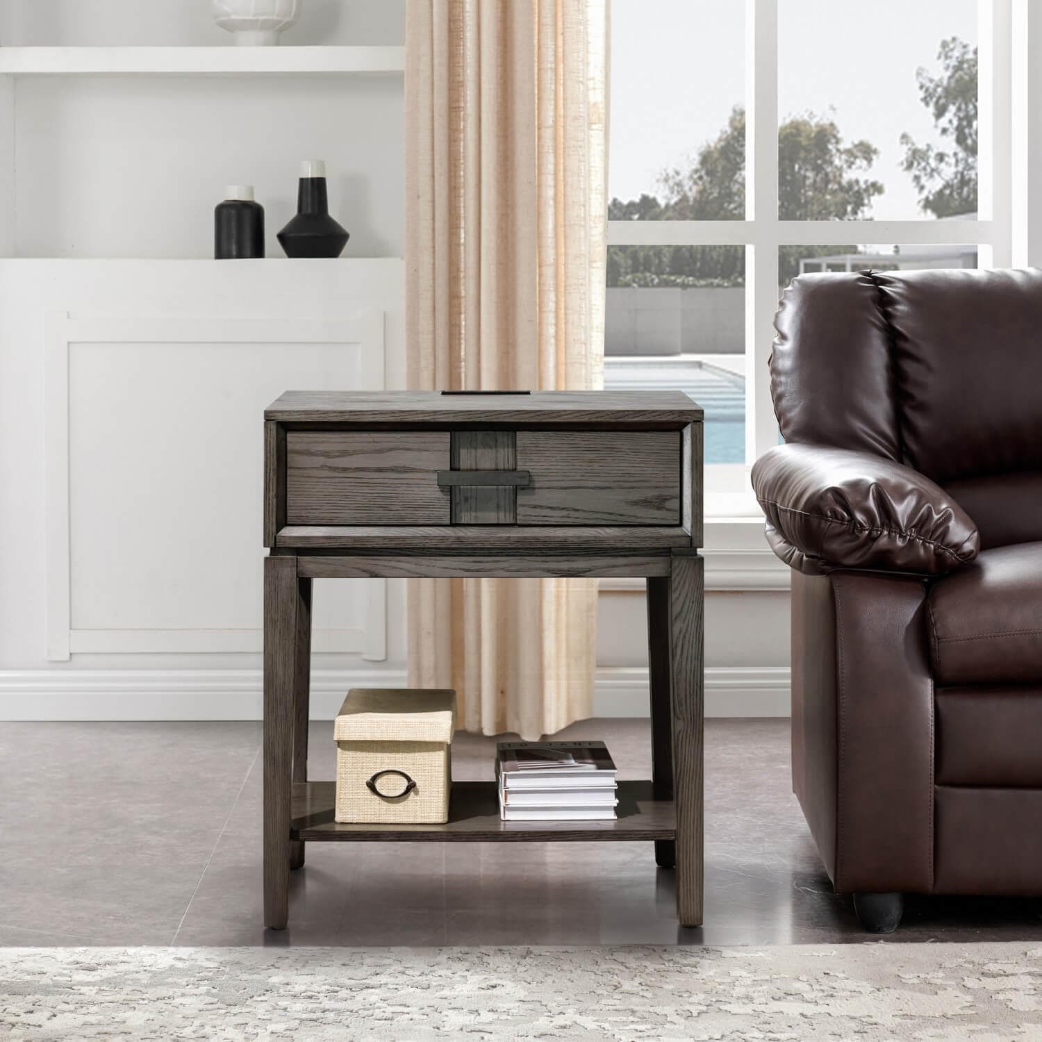 Oak grey side table discount