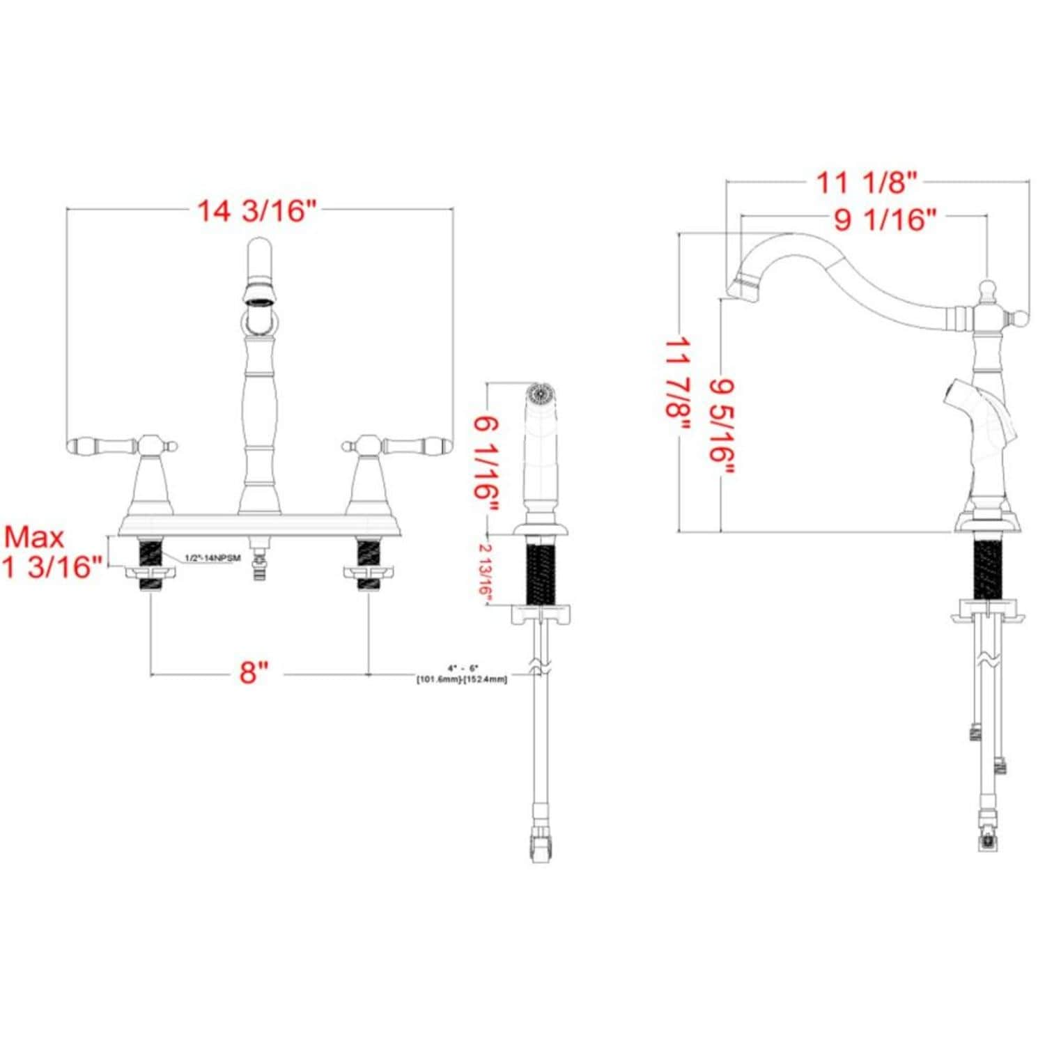 Oakmont Kitchen Faucet Side Sprayer Oil