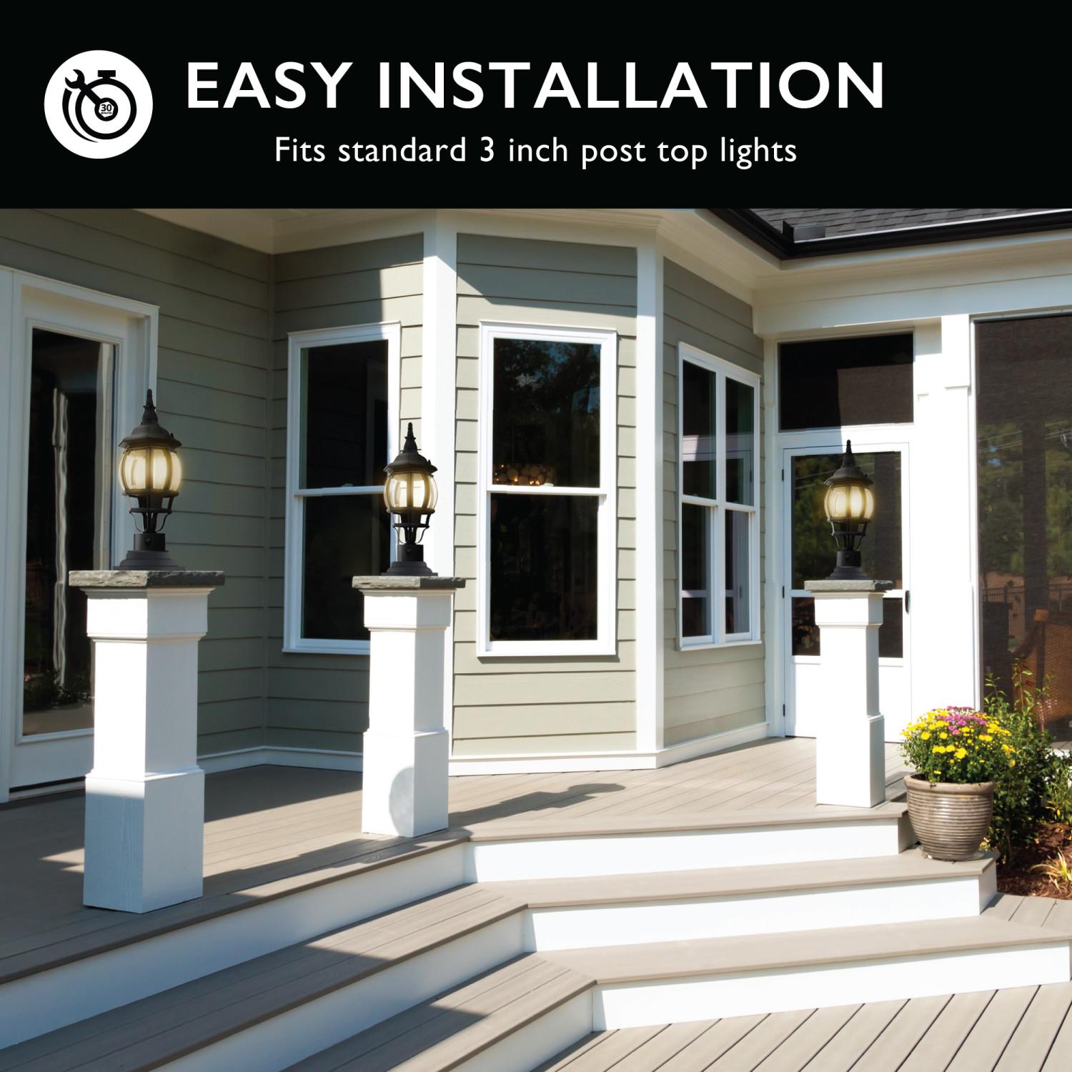 Pier Base Round Mount Matte Black 3.5 Inch Outdoor Garden