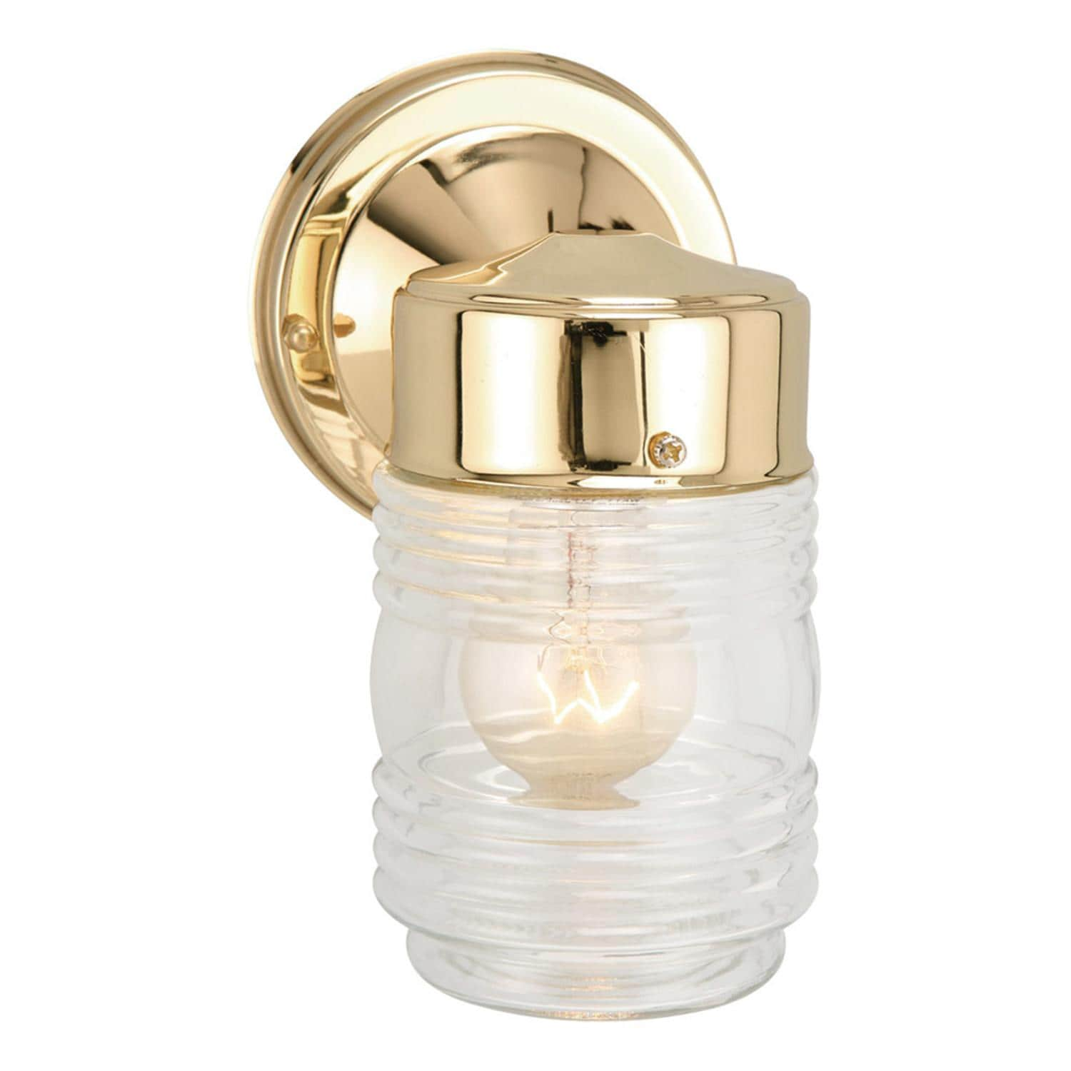 Brass & Transparent Glass DROP Mini Outdoor Wall Lamp (LED, Non