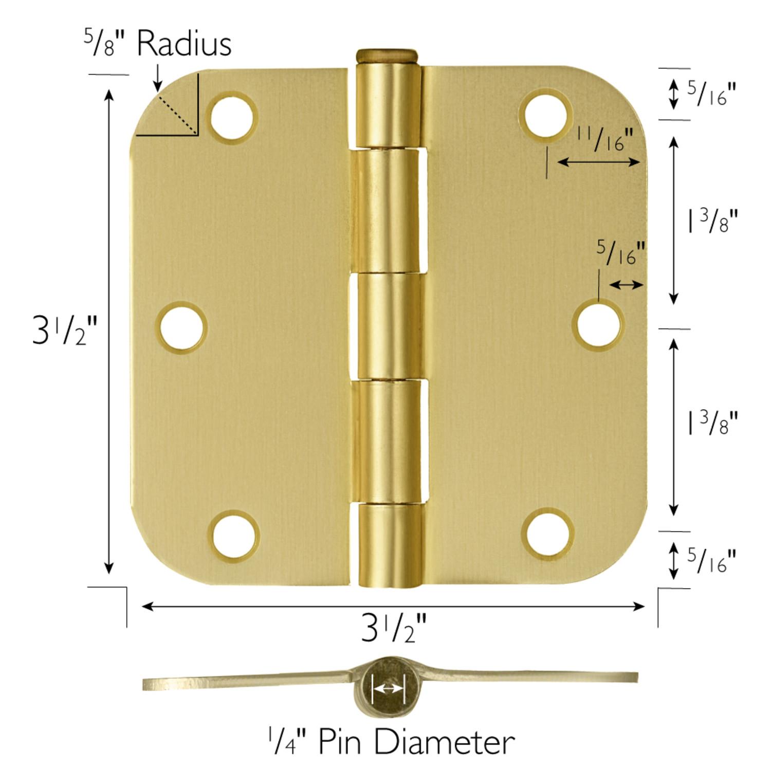 Radius 3.5 Inch Satin Brass Door Hinge 10 Pack ǀ Hardware & Locks ǀ