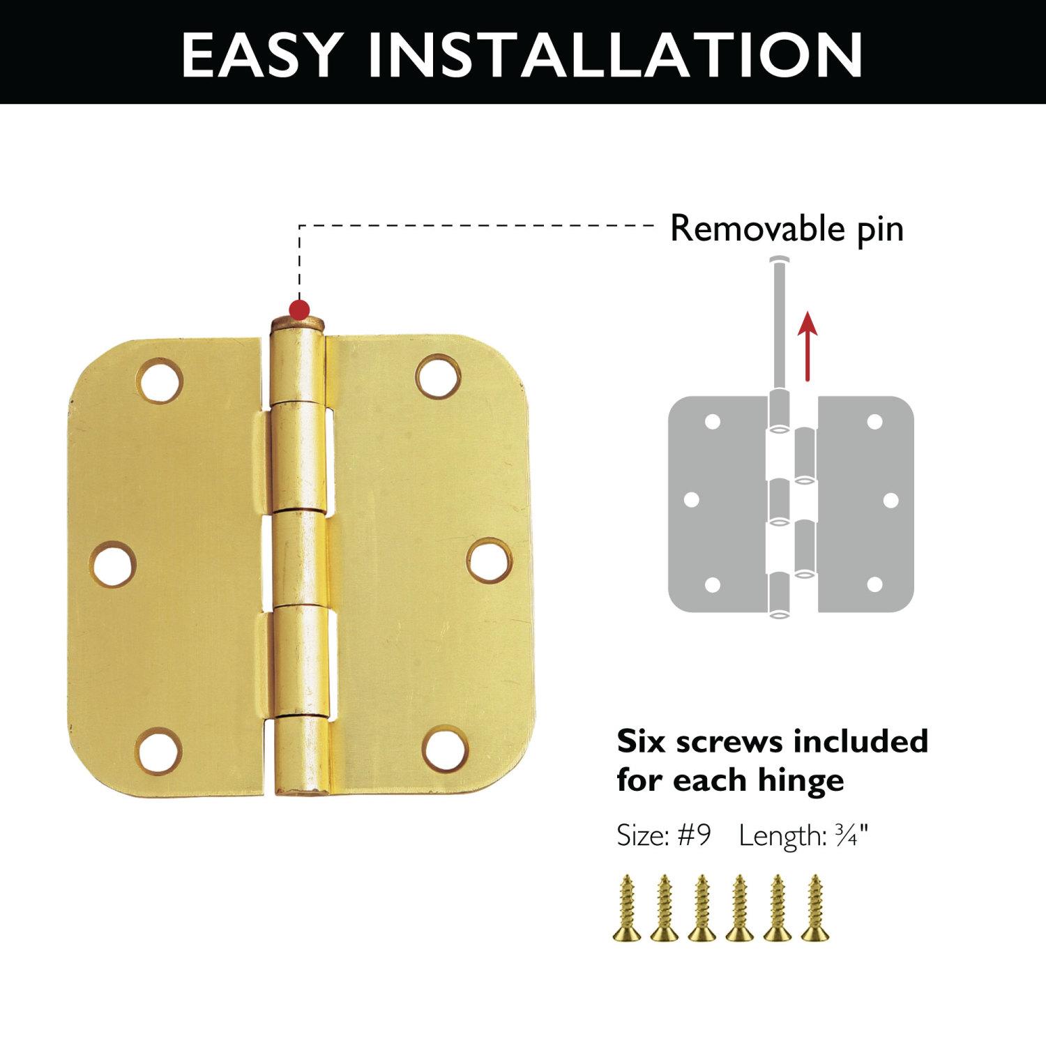 Radius 3.5 Inch Satin Brass Door Hinge 3 Pack ǀ Hardware & Locks ǀ Today's  Design House