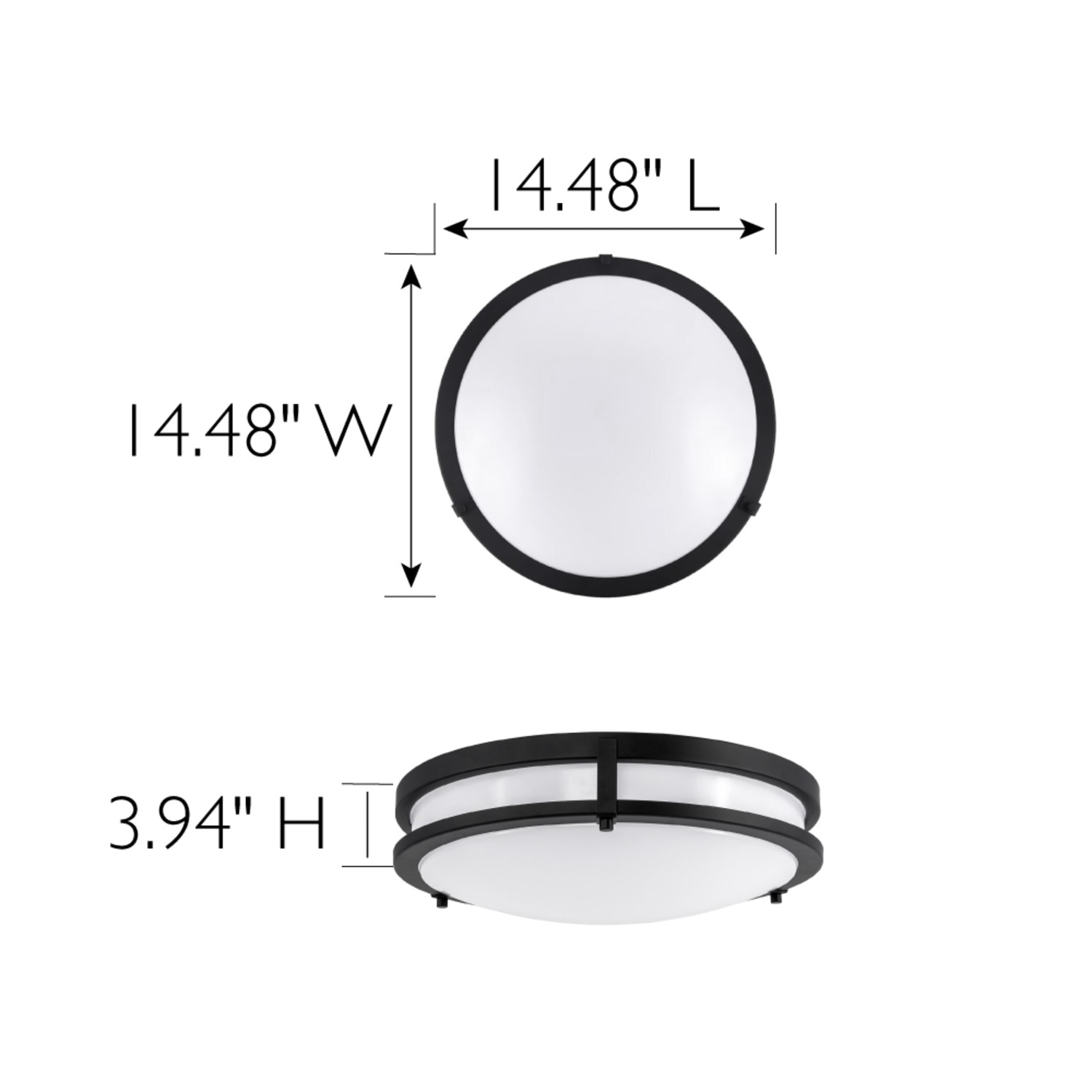 Ripon 14.5 Inch Matte Black LED Ceiling Light ǀ Bath ǀ Today's Design House