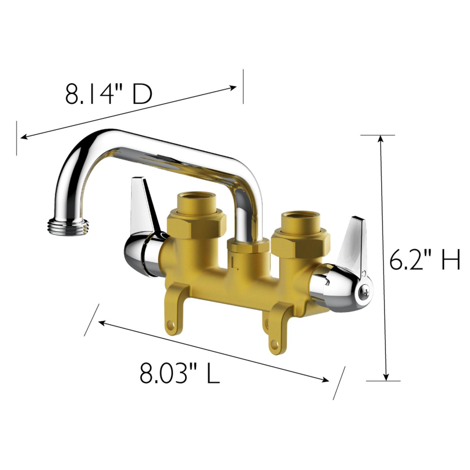 Ashland Laundry Tub 2 Handle Utility Faucet Rough Brass Chrome ǀ