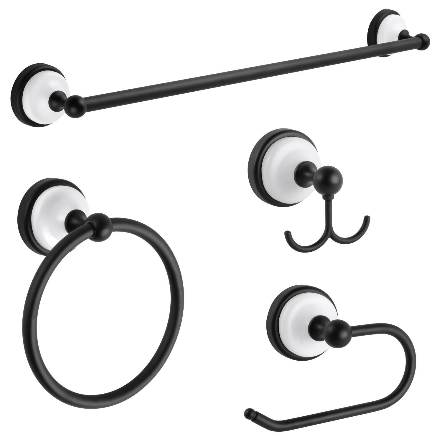 Design House 188425 Savannah 4 - Piece Bathroom Hardware Set Finish: Matte Black/White