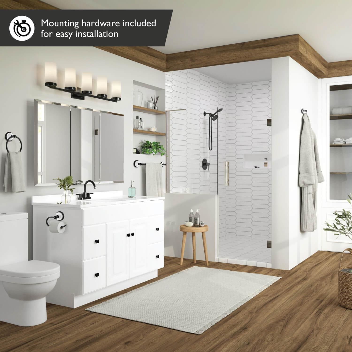 Design House 188425 Savannah 4 - Piece Bathroom Hardware Set Finish: Matte Black/White