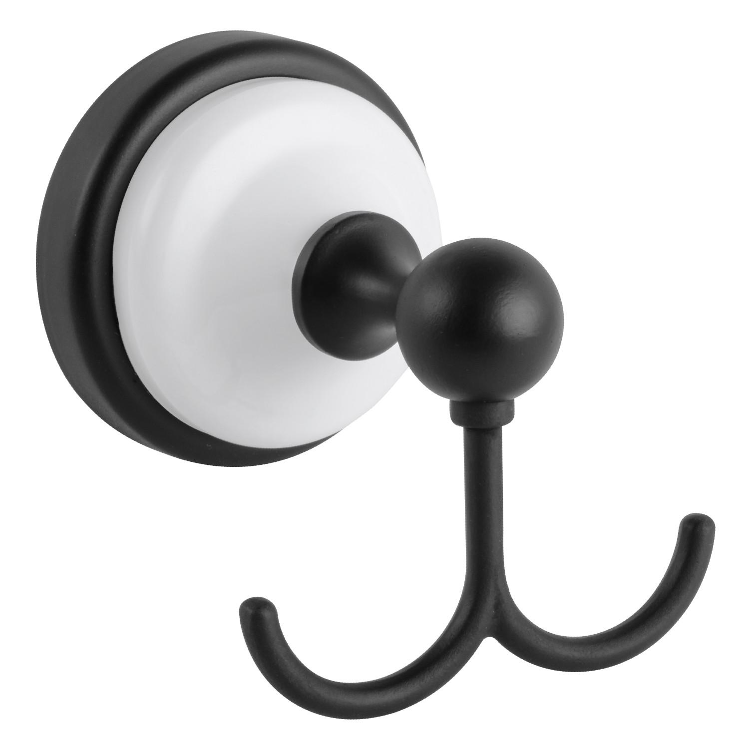 Savannah Robe Hook in Matte Black and White 559252