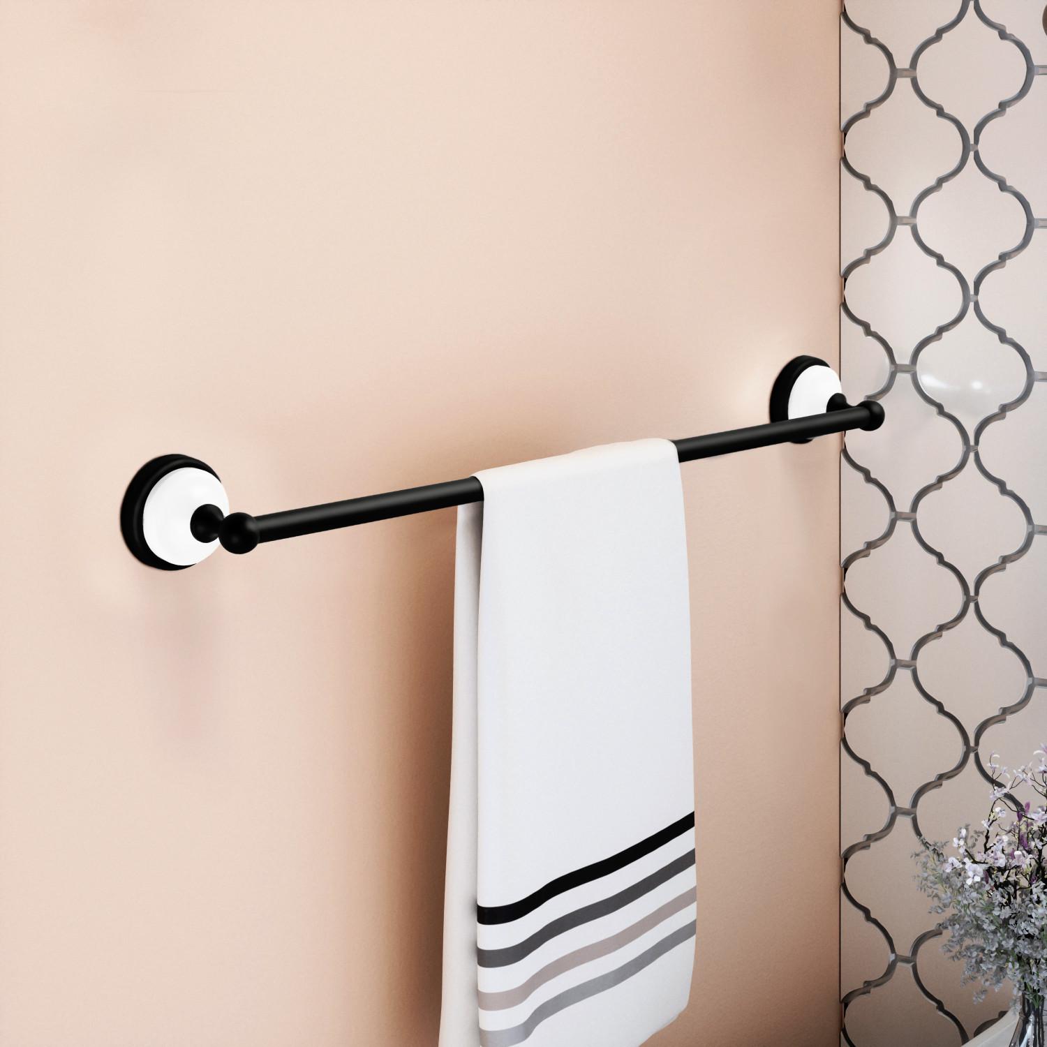 Savannah Towel Bar Matte Black White 24 Inch, Bath