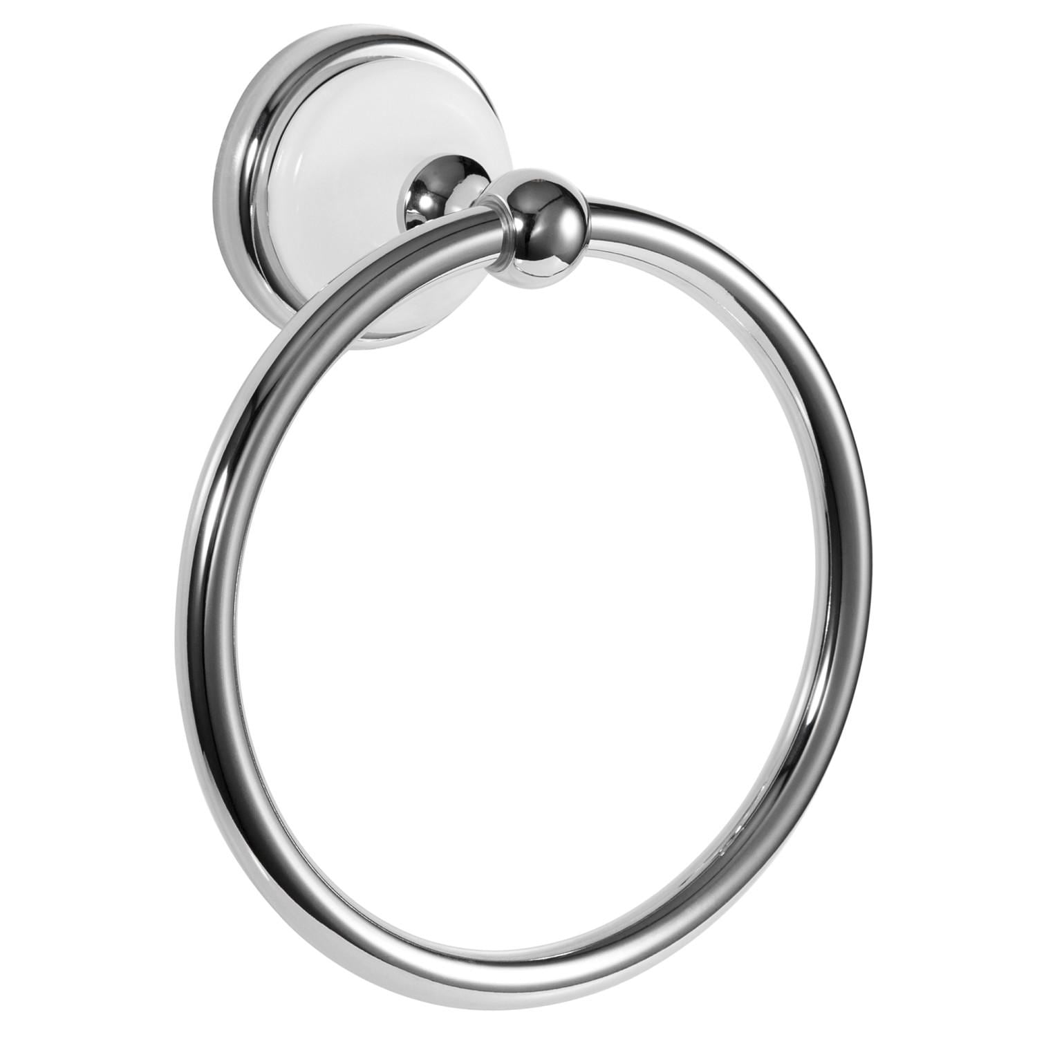 Savannah Towel Ring in Polished Chrome and White