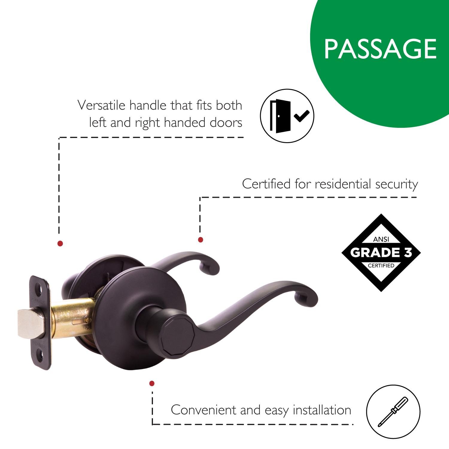 Scroll 2Way Passage Door Lever Matte Black ǀ Hardware & Locks ǀ Today