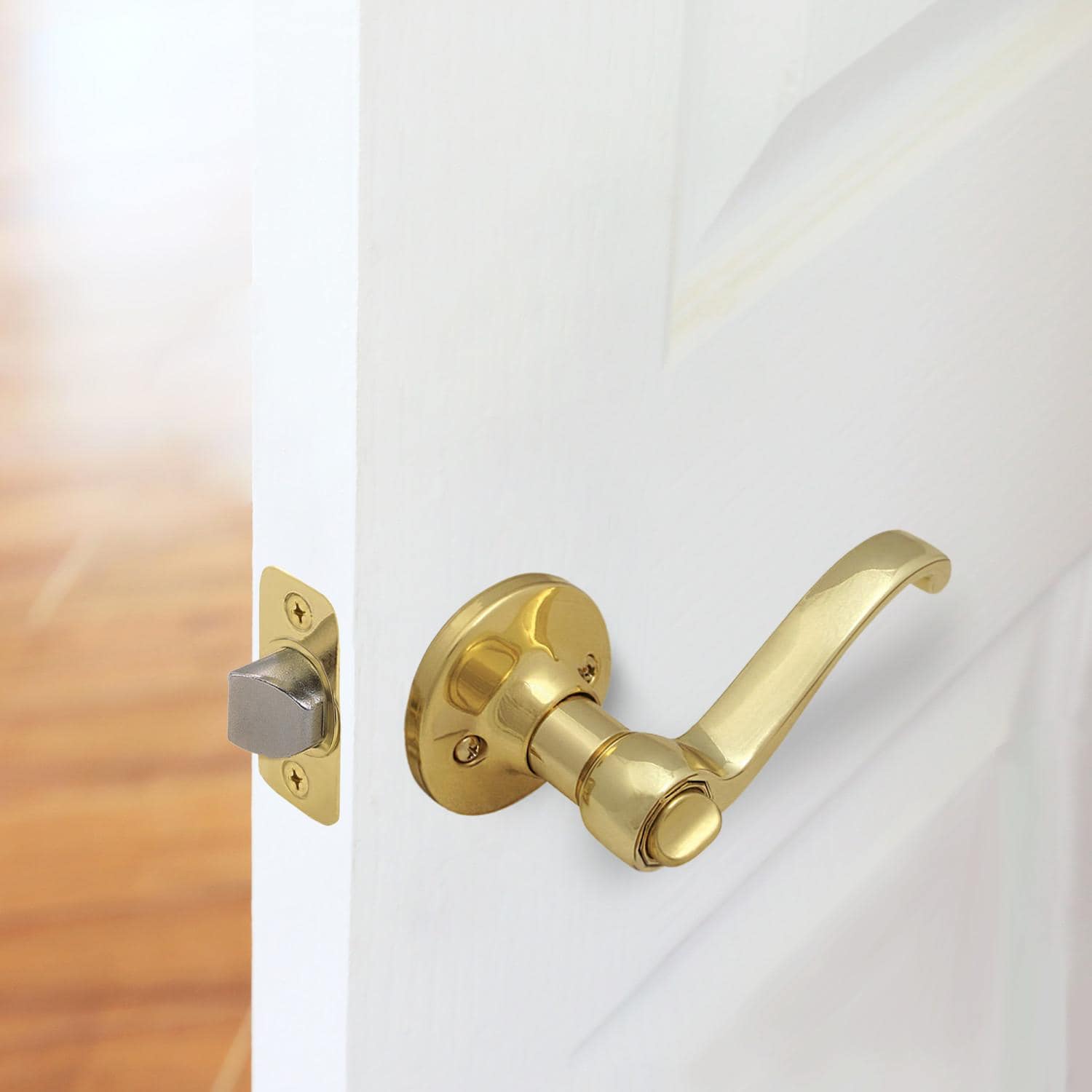 The Milford PRIVACY Set in Polished Brass with Oval Door Knobs