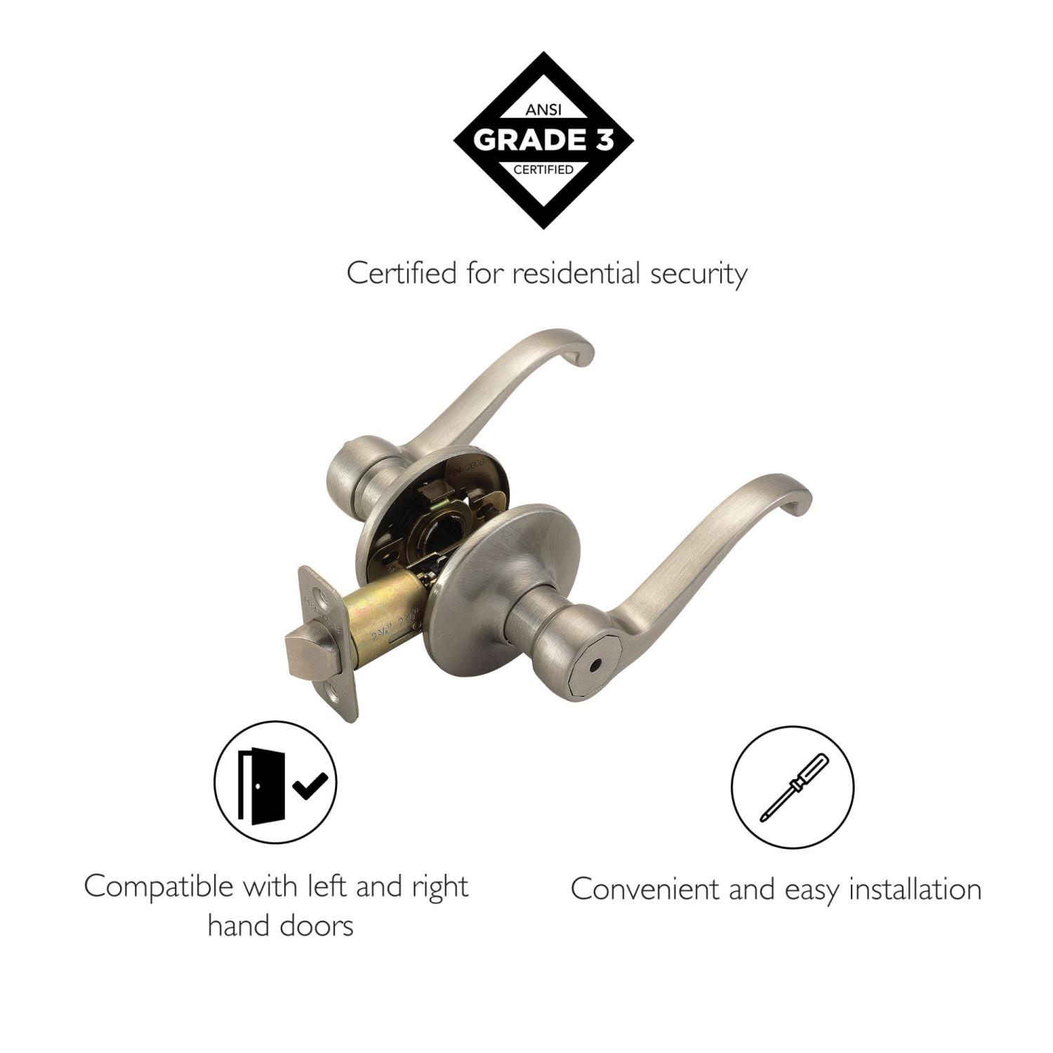 Scroll Privacy Door Lever Satin Nickel Pack Hardware  Locks Today's Design  House