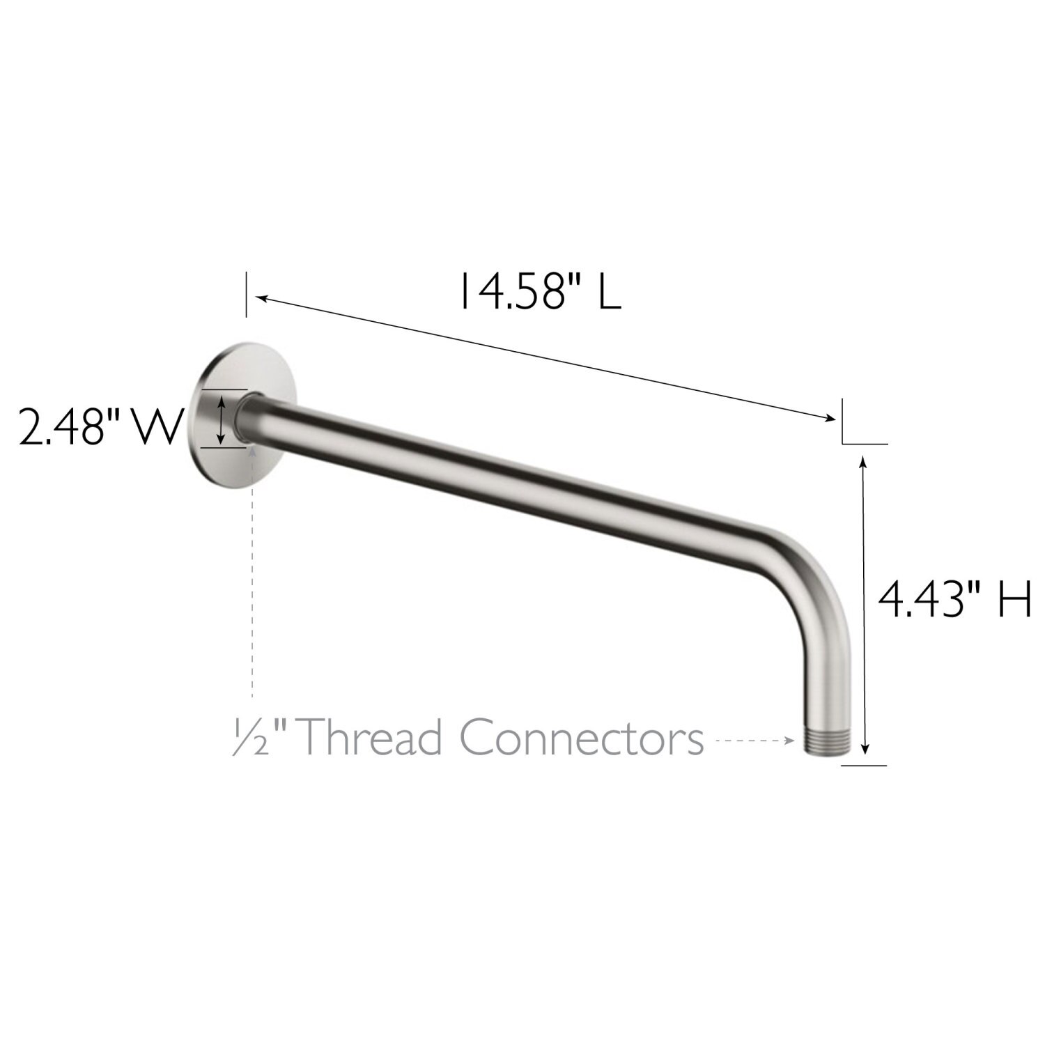 Shower Arm Flange Satin Nickel 14.5 Inch ǀ Bath ǀ Today's Design House
