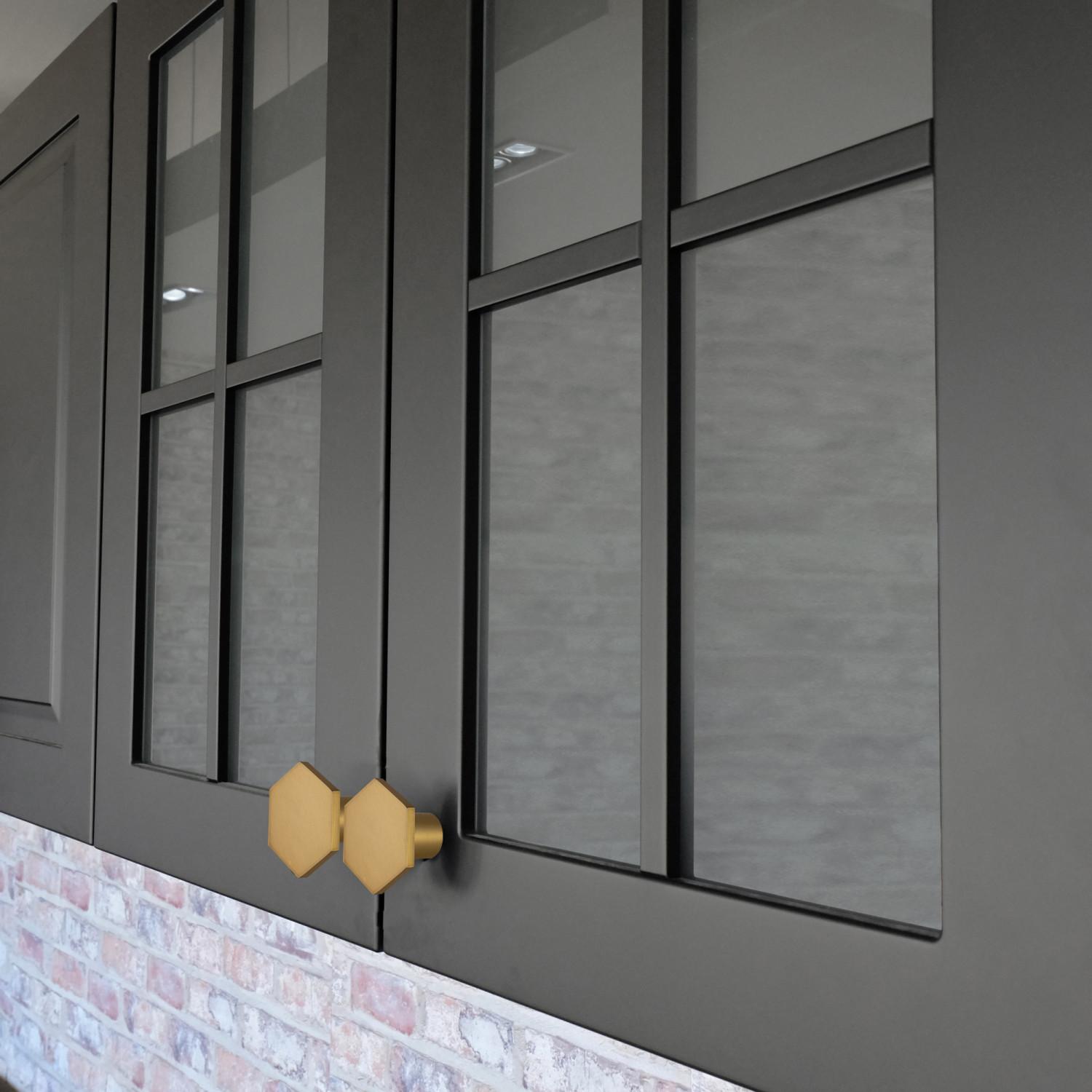 Solid Hexagon Knob Satin Gold 10 Pack ǀ Kitchen ǀ Today's