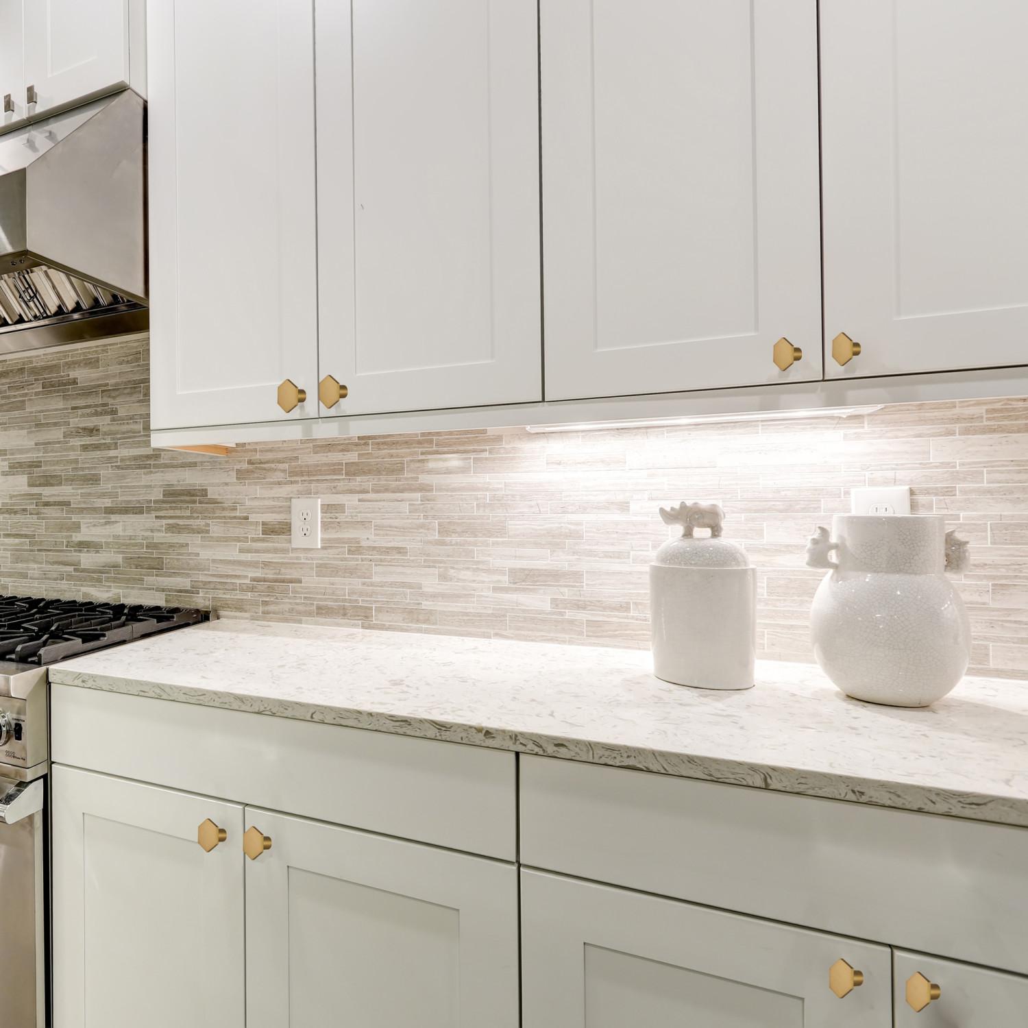 Solid Hexagon Knob Satin Gold 10 Pack ǀ Kitchen ǀ Today's