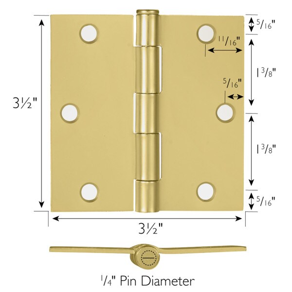 3-1/2 in. Square Corner Satin Brass Door Hinge Value Pack (10 per Pack)
