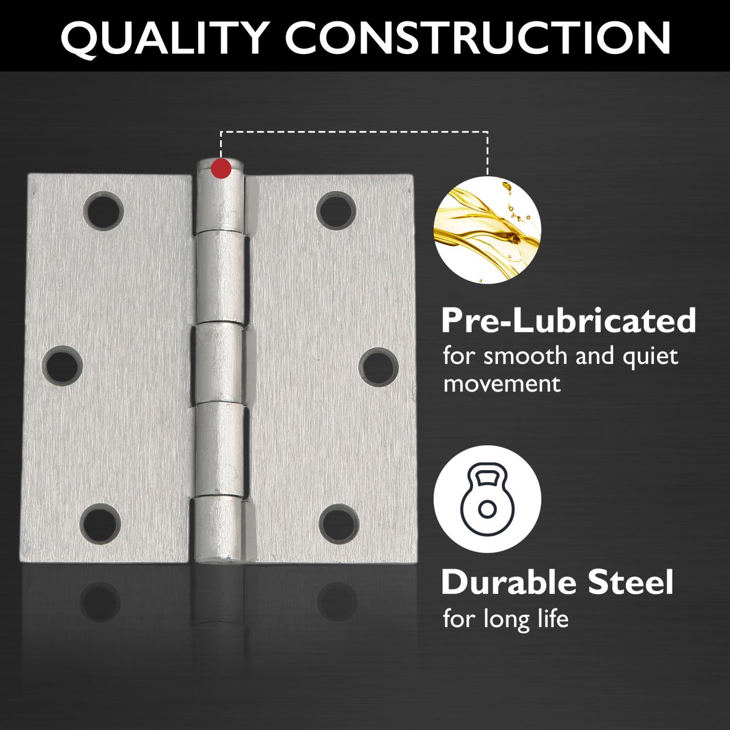 3 / 5 satton⭐︎ Square Corner Door Hinge Satin Nickel 3.5 Inch 10 Pack ǀ