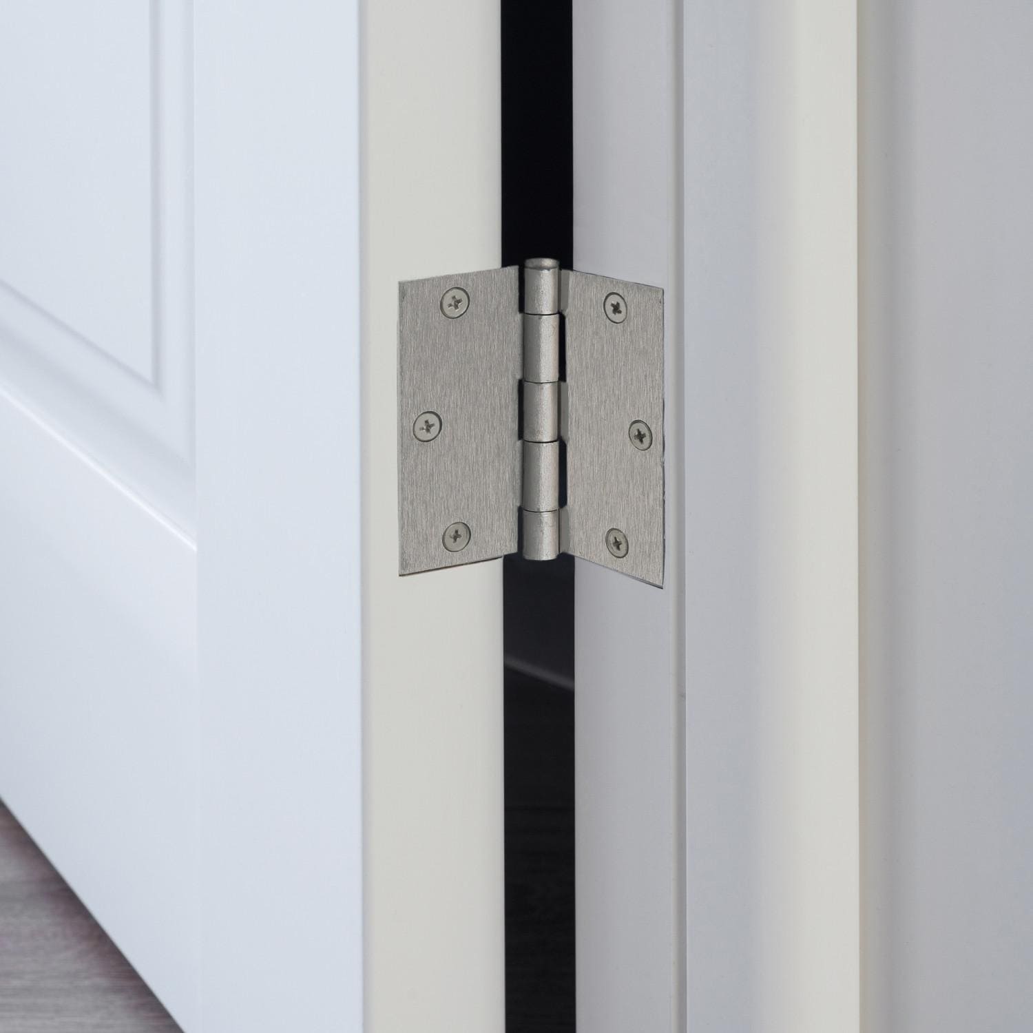 Square Corner Door Hinge Satin Nickel 3.5 Inch 10 Pack ǀ