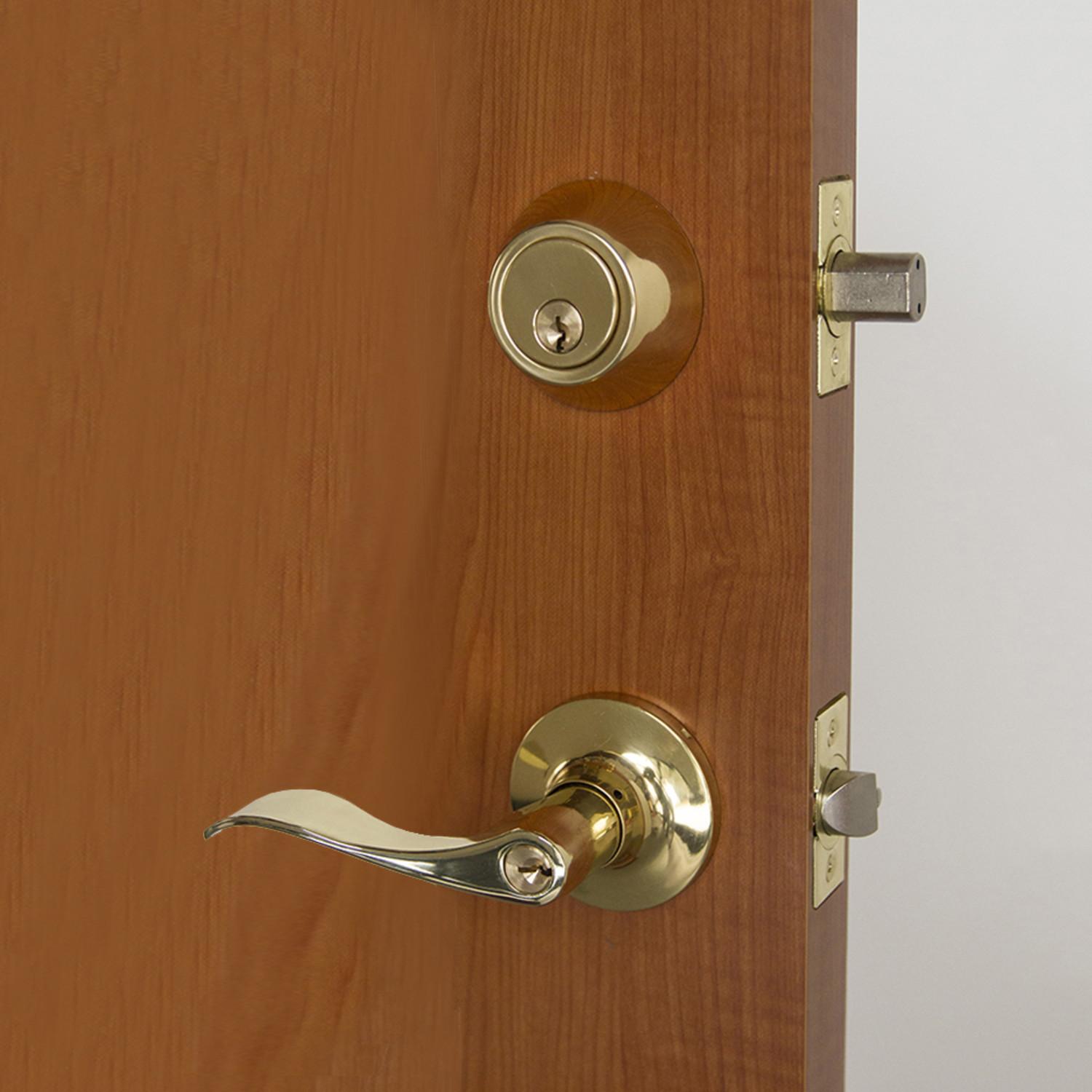 Stratford 6 Way Latch Entry Door Lever and Deadbolt Combo Polished