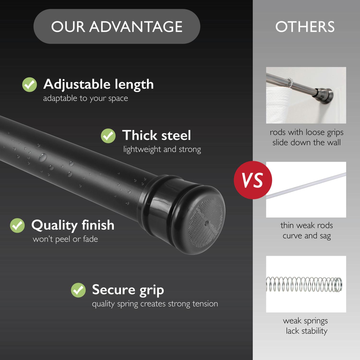 Tension Adjustable Shower Rod Matte Black 62 Inch Bath Today's