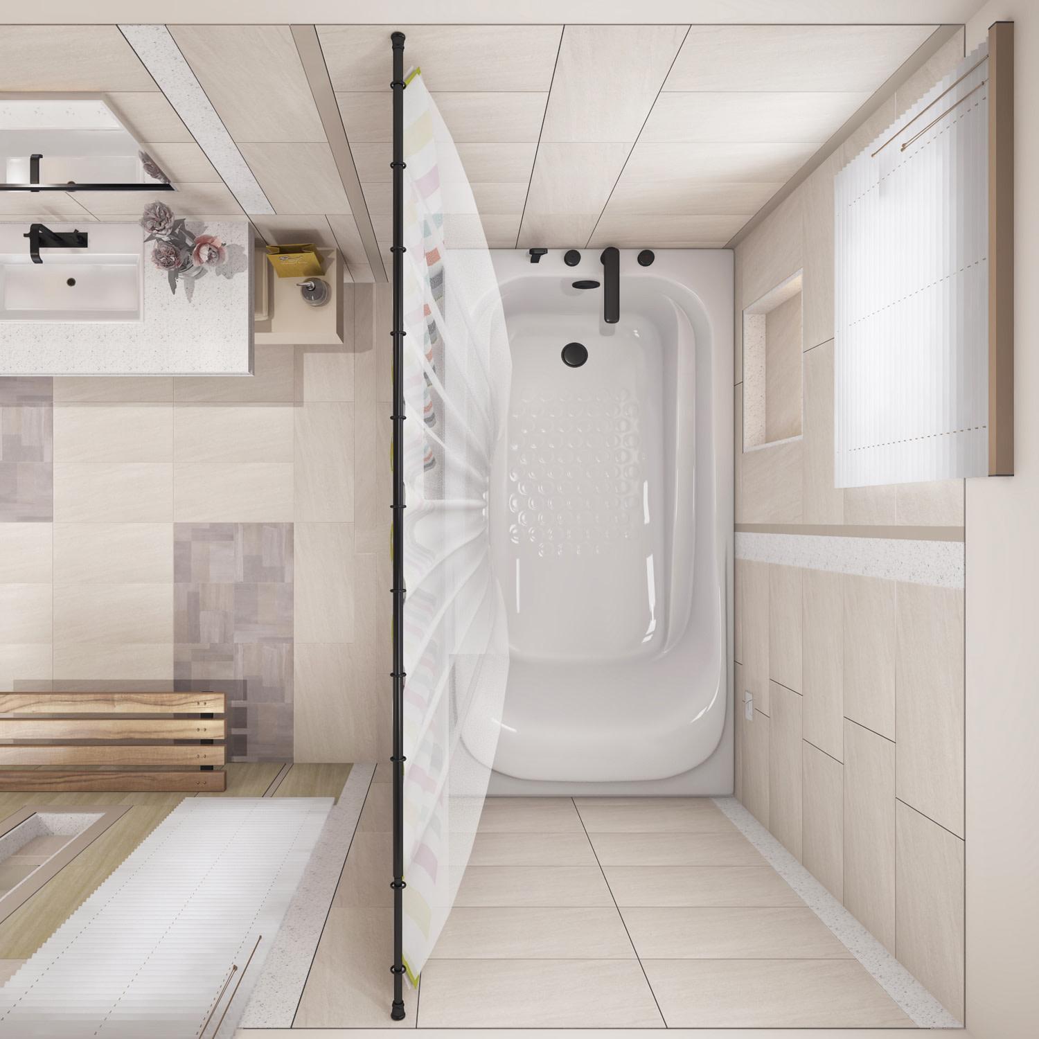 Tension Adjustable Shower Rod Matte Black 72 Inch Bath Today's