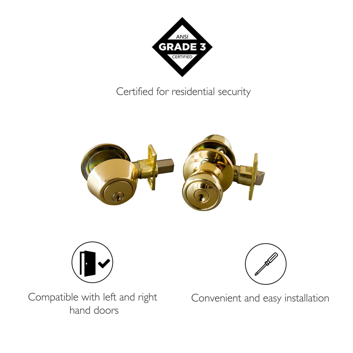 Terrace Entry Door Knob Deadbolt Polished Brass ǀ Hardware & Locks ǀ Today's Design House