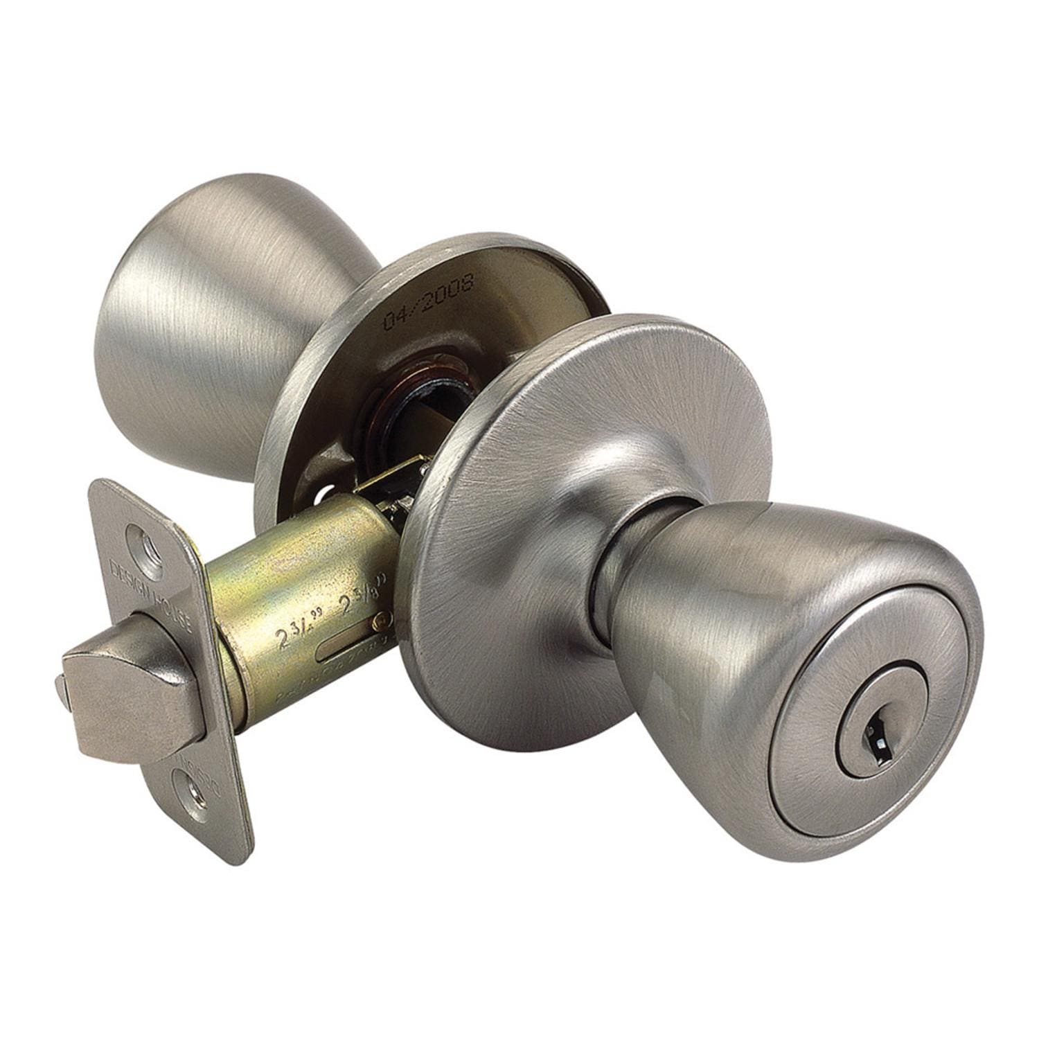 Brinks, Keyed Entry Tulip Doorknob and Deadbolt Combo, Satin