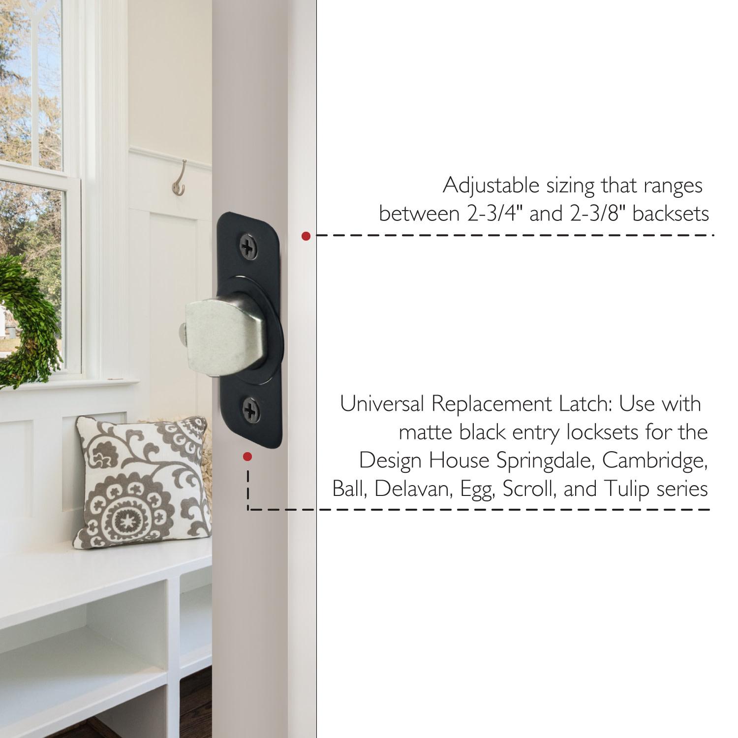 6Way Universal Replacement Entry Latch Matte Black ǀ Hardware & Locks