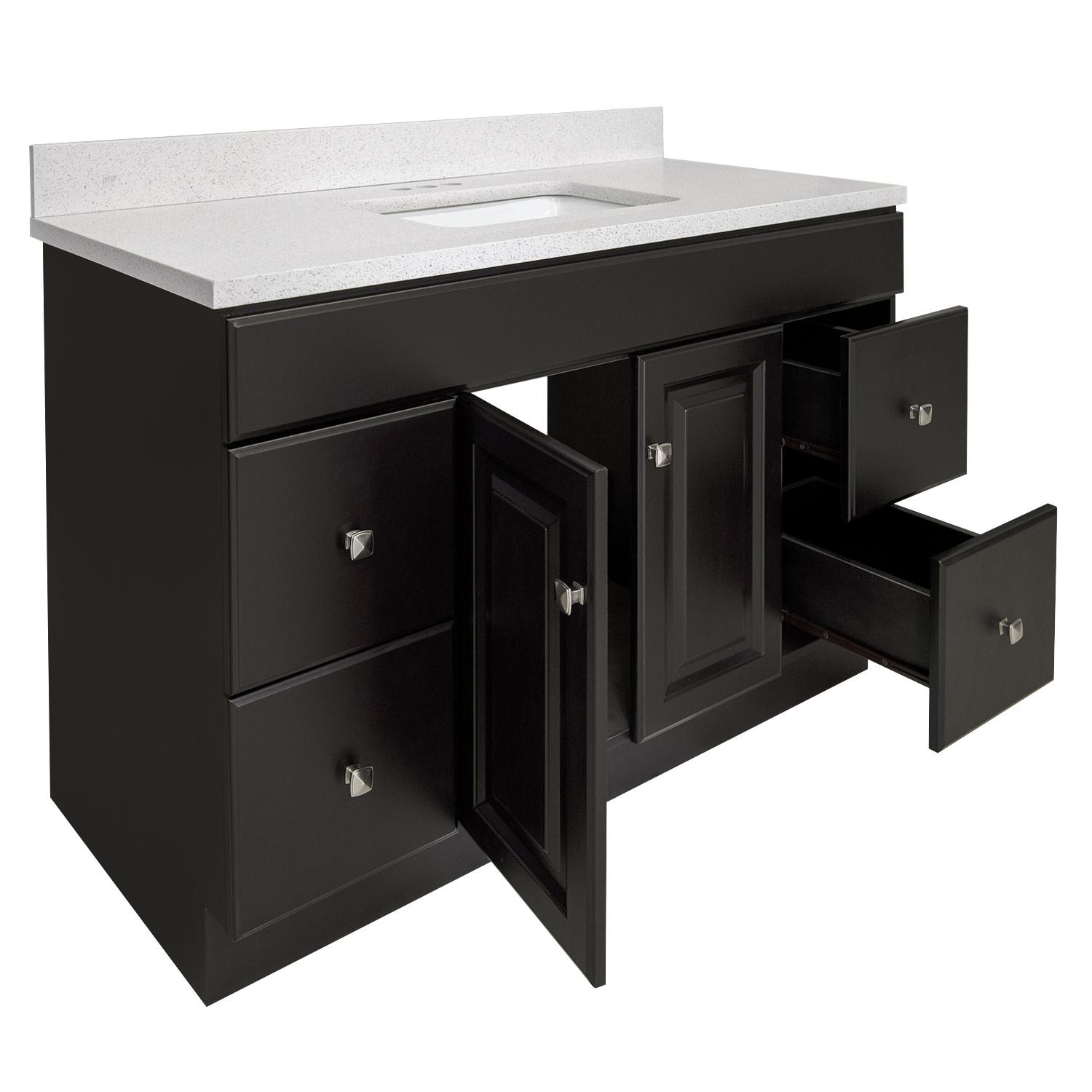 Vanity Combo Wyndham RTA Base Espresso Quartz Snowdrift 49 Inch ǀ Bath