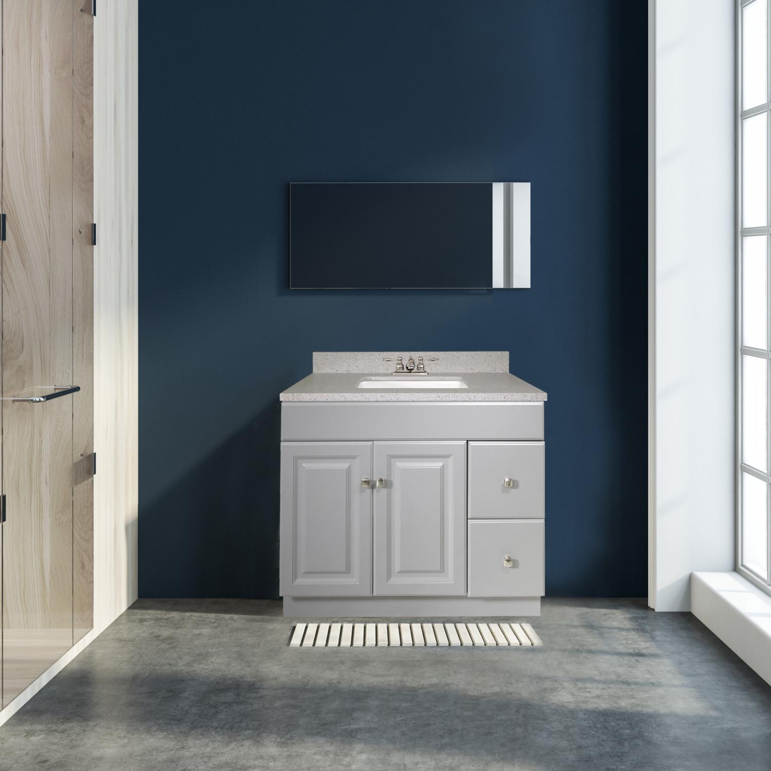 Vanity Combo Wyndham RTA Base Gray Quartz Flint 37 Inch ǀ Bath ǀ Today