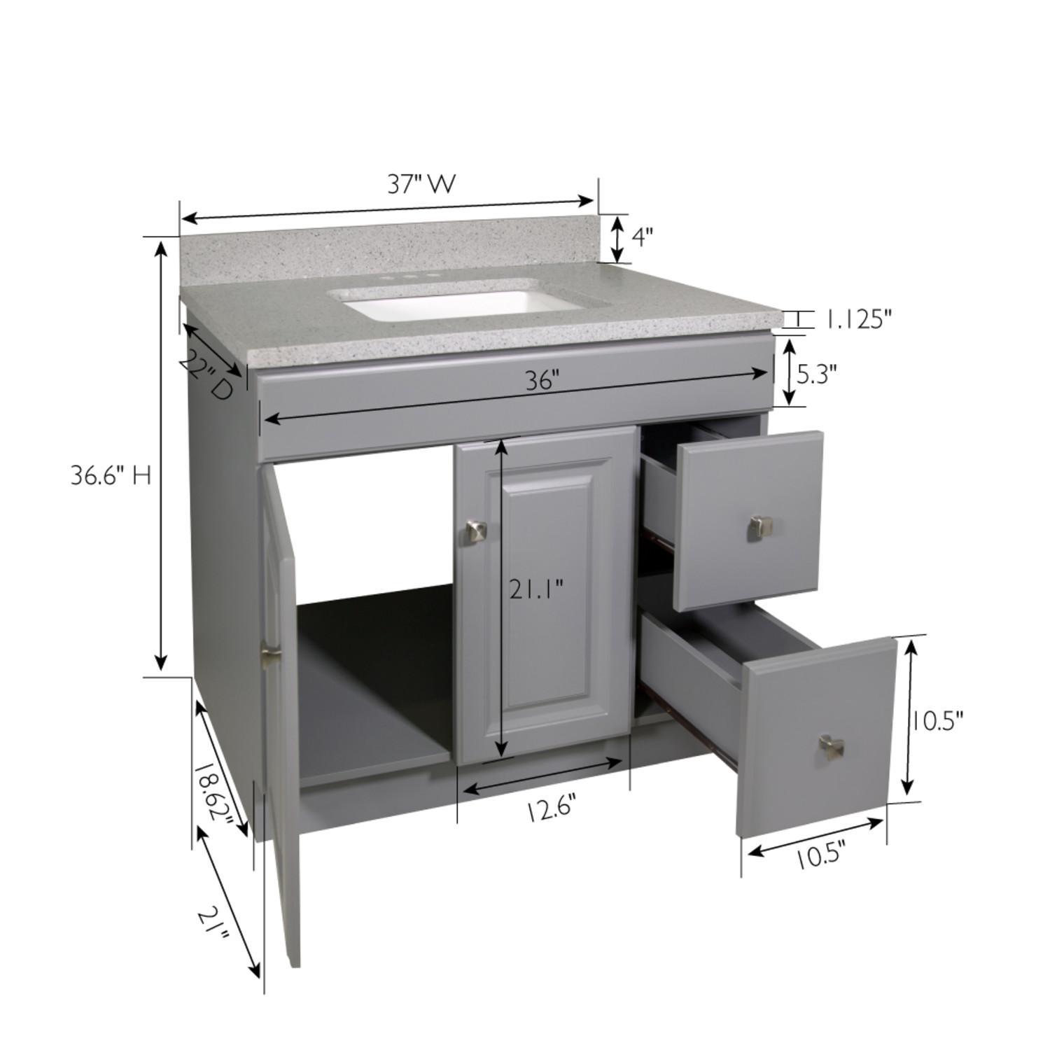 Vanity Combo Wyndham RTA Base Gray Quartz Flint 37 Inch ǀ Bath ǀ Today
