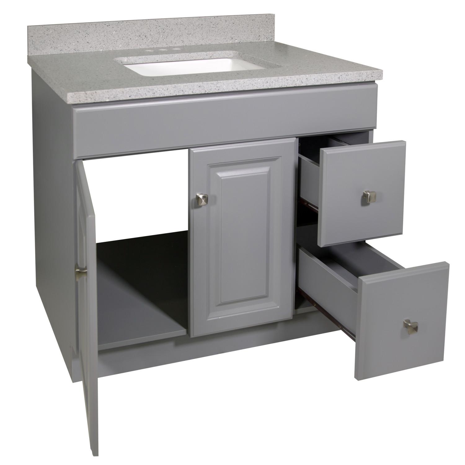 Vanity Combo Wyndham RTA Base Gray Quartz Flint 37 Inch ǀ Bath ǀ Today