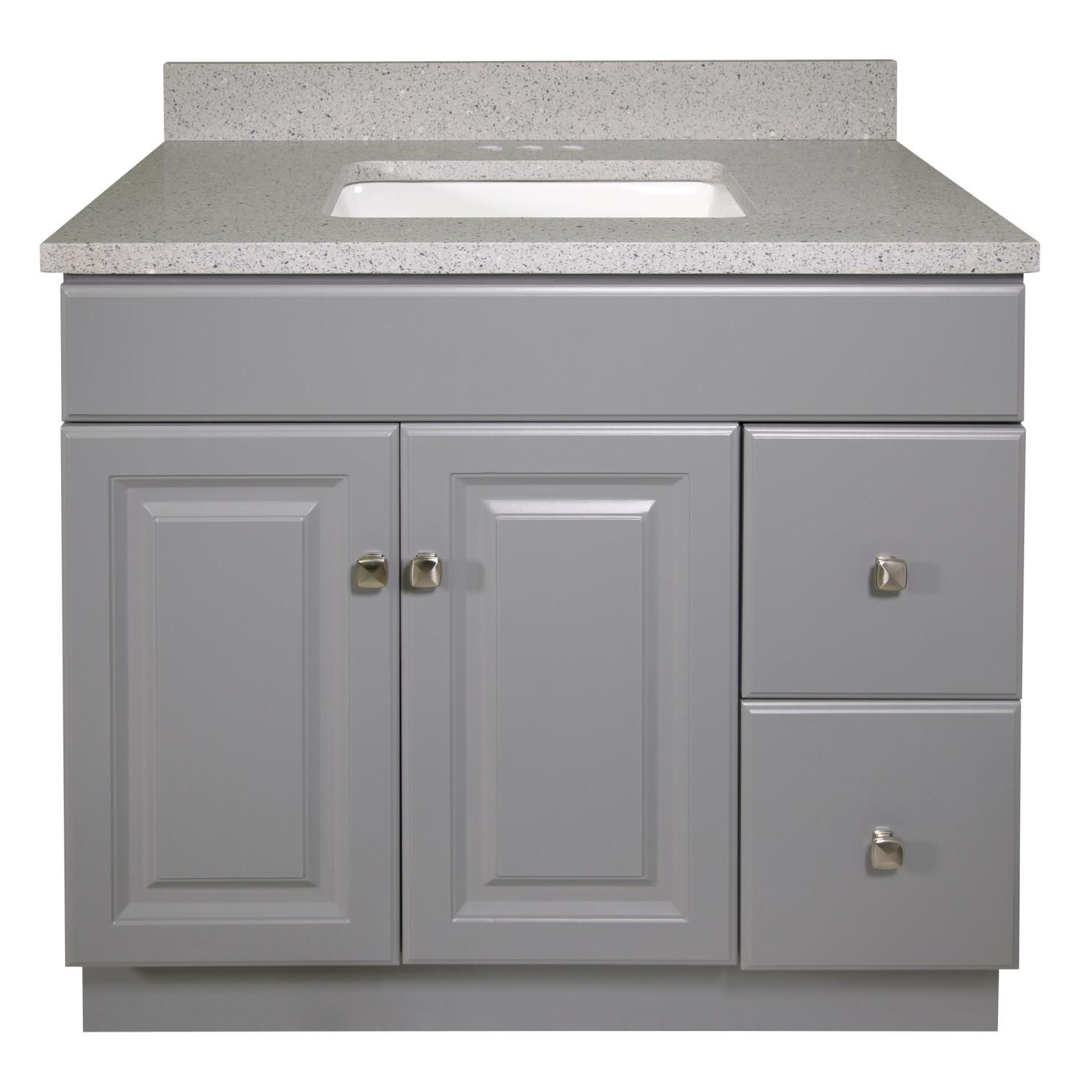 Vanity Combo Wyndham RTA Base Gray Quartz Flint 37 Inch ǀ Bath ǀ Today