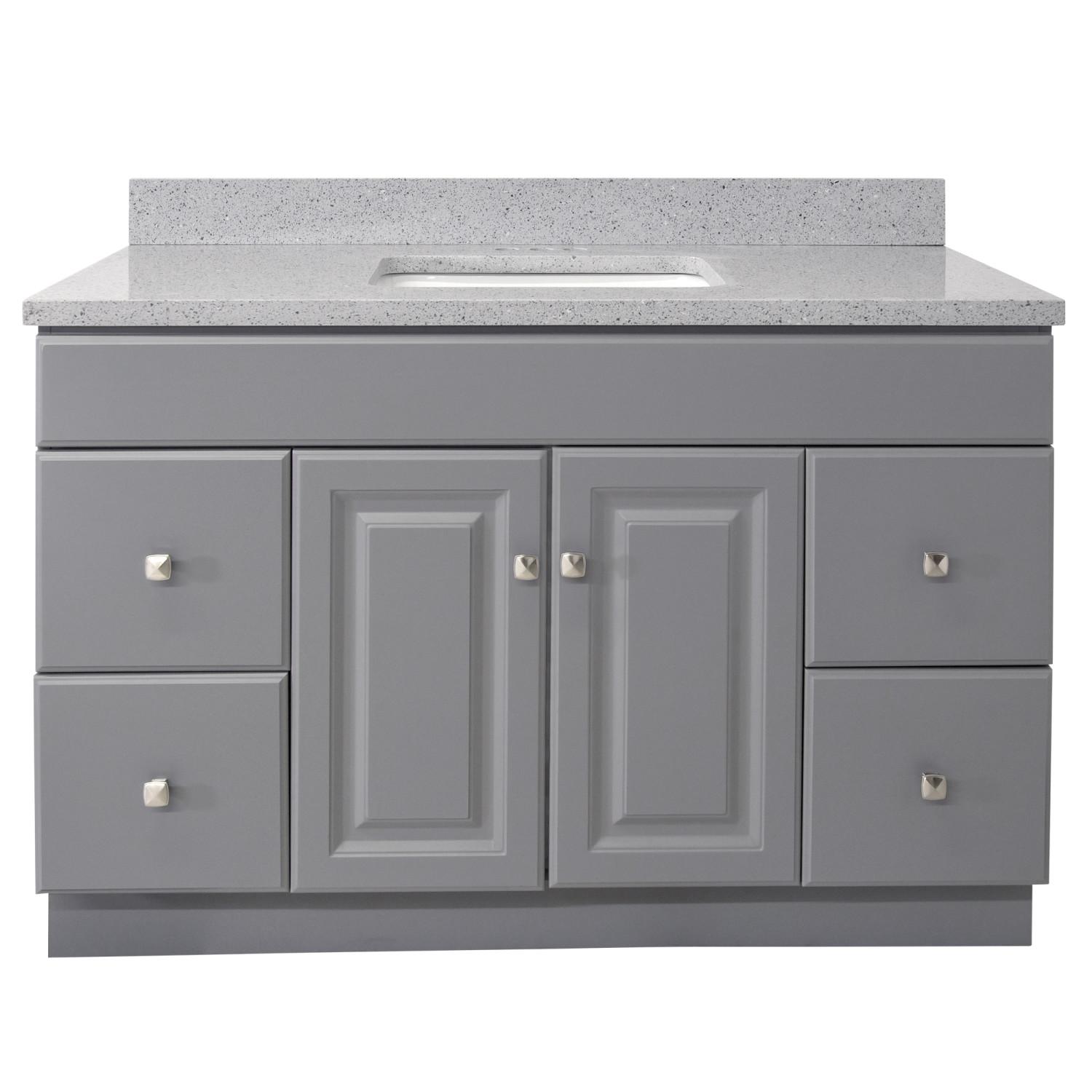 Vanity Combo Wyndham RTA Base Gray Quartz Flint 49 Inch ǀ Bath ǀ Today